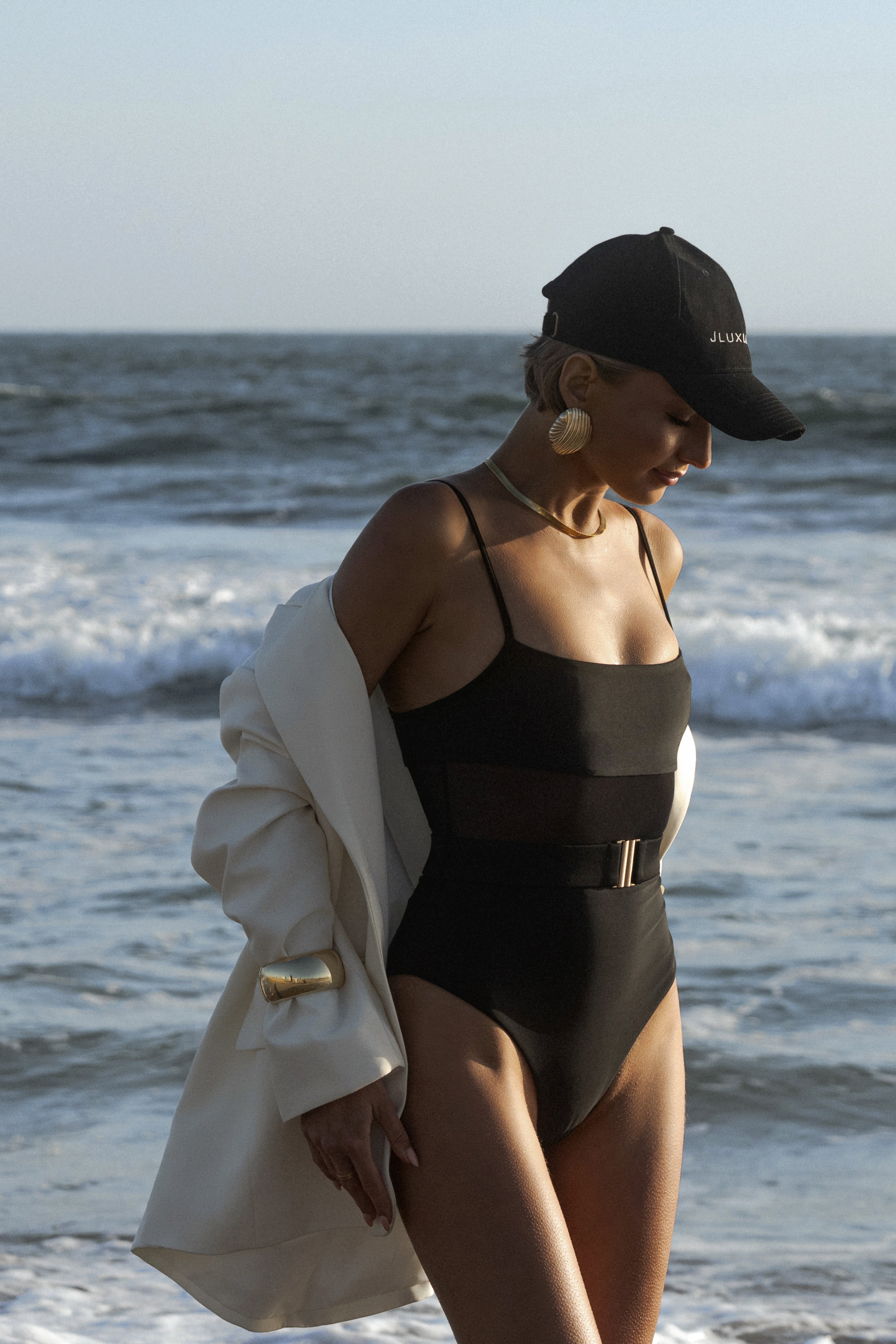 Black Solare Belted Swimsuit