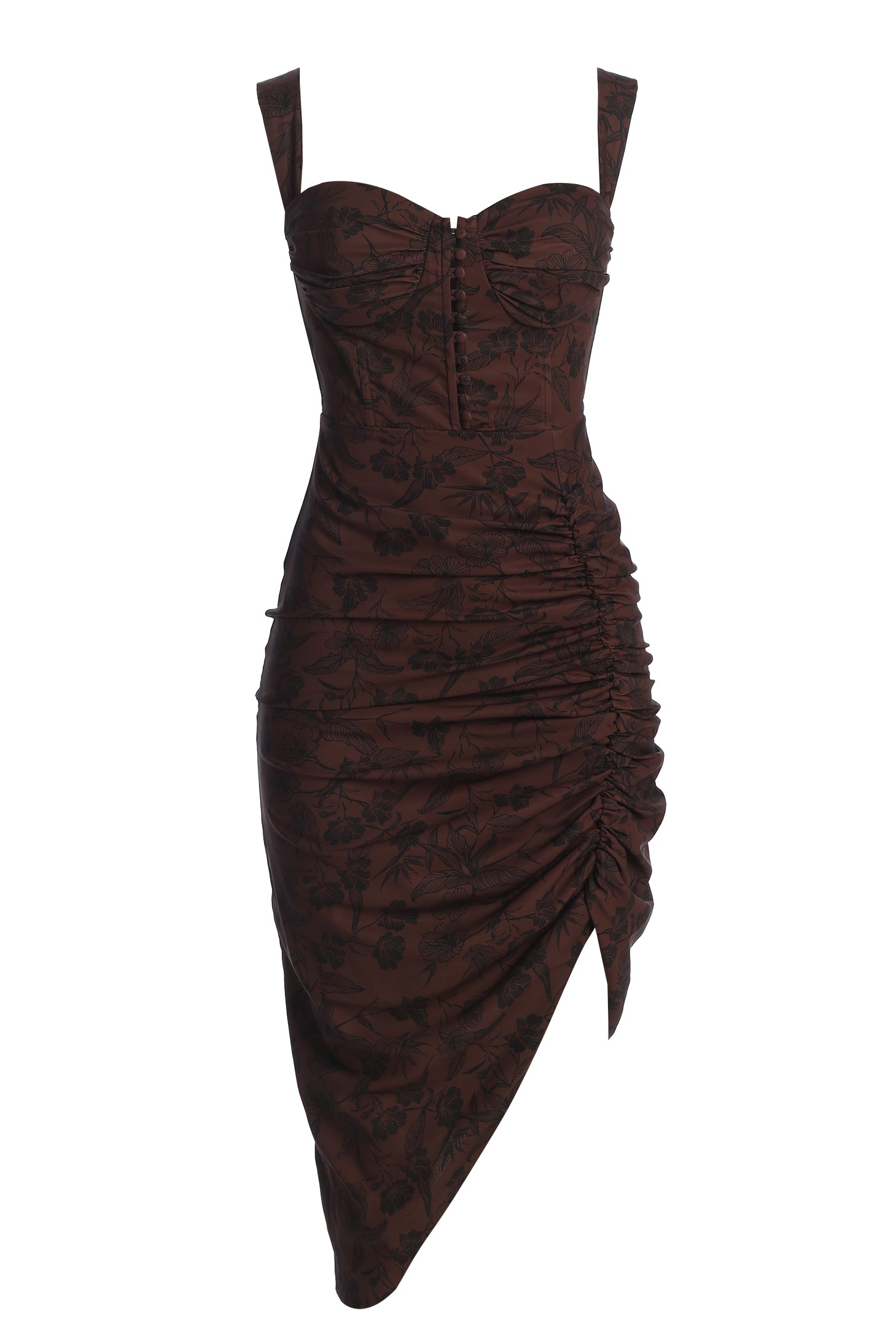 Brown/Black Florine Print Midi Dress