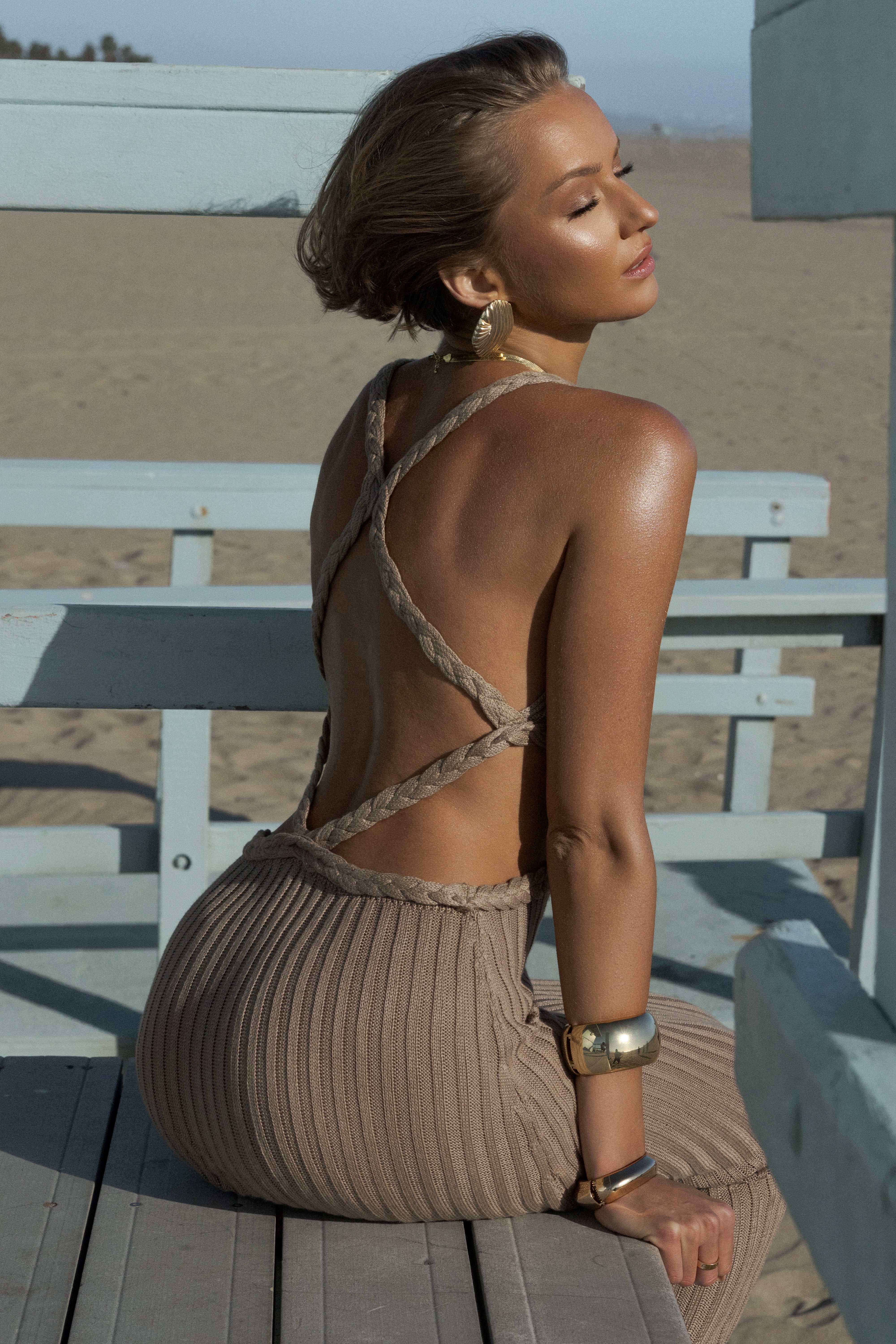 Mocha Drift And Dream Braided Maxi Dress