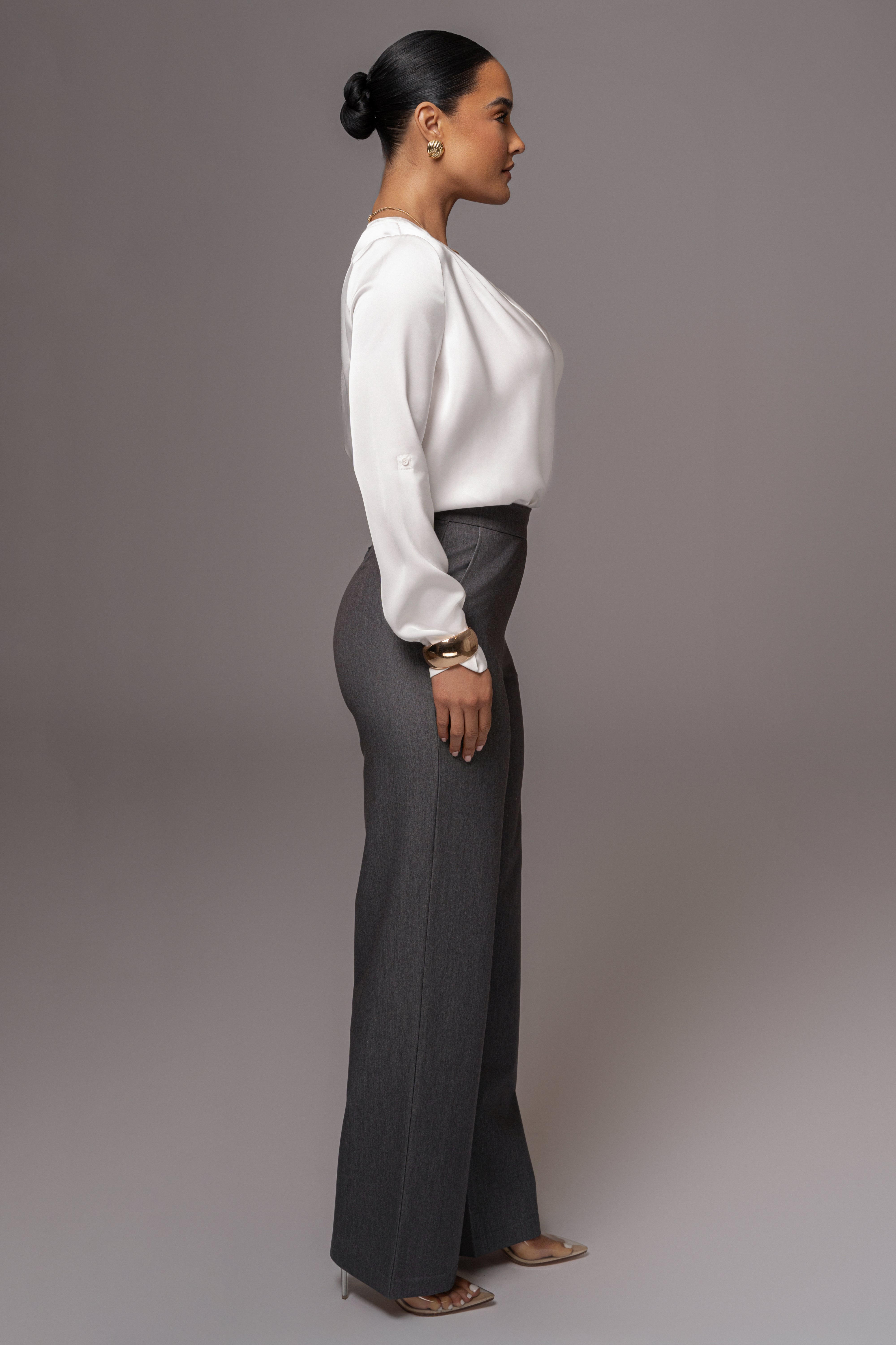 Grey Status Belted Pants