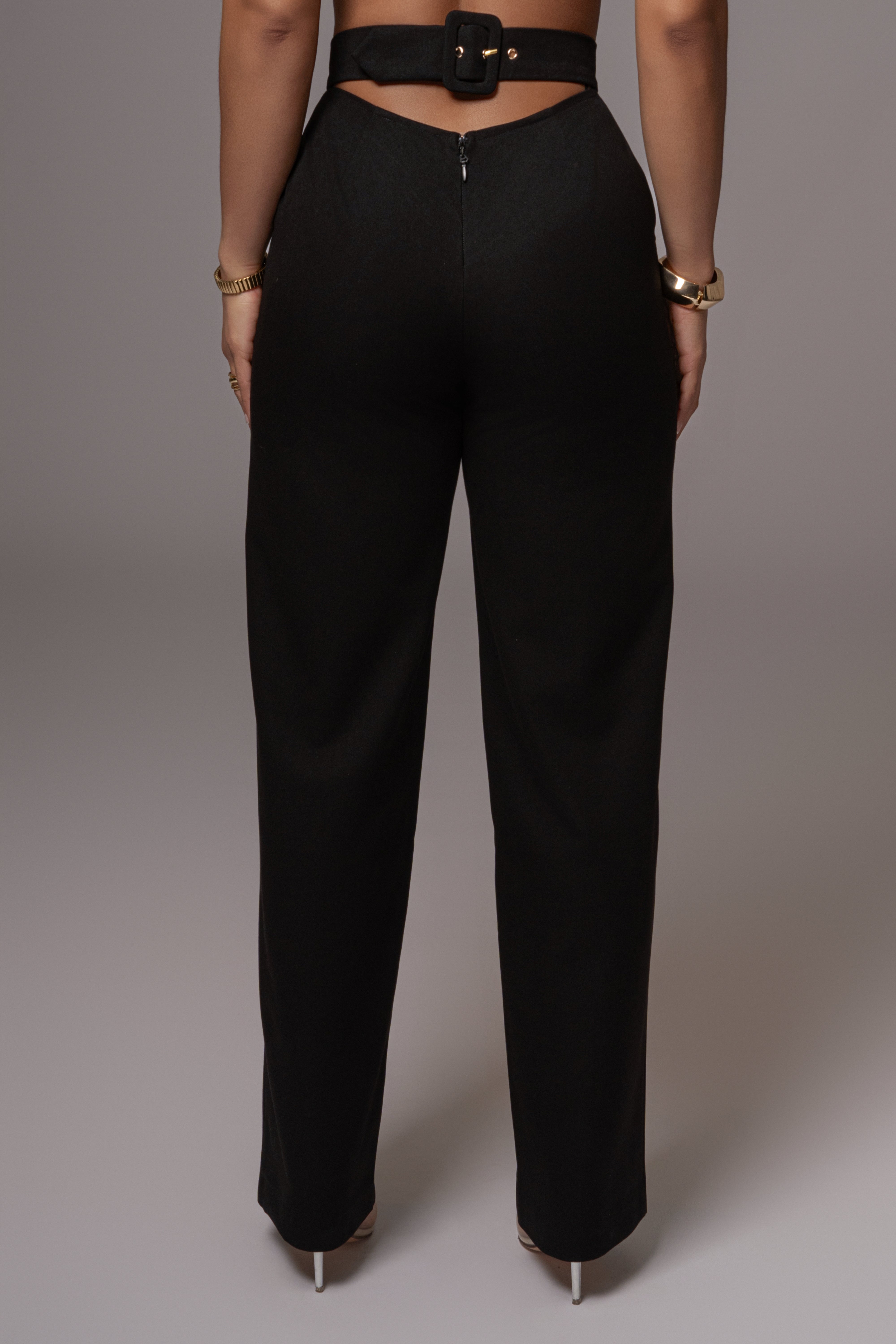 Black Status Belted Pants