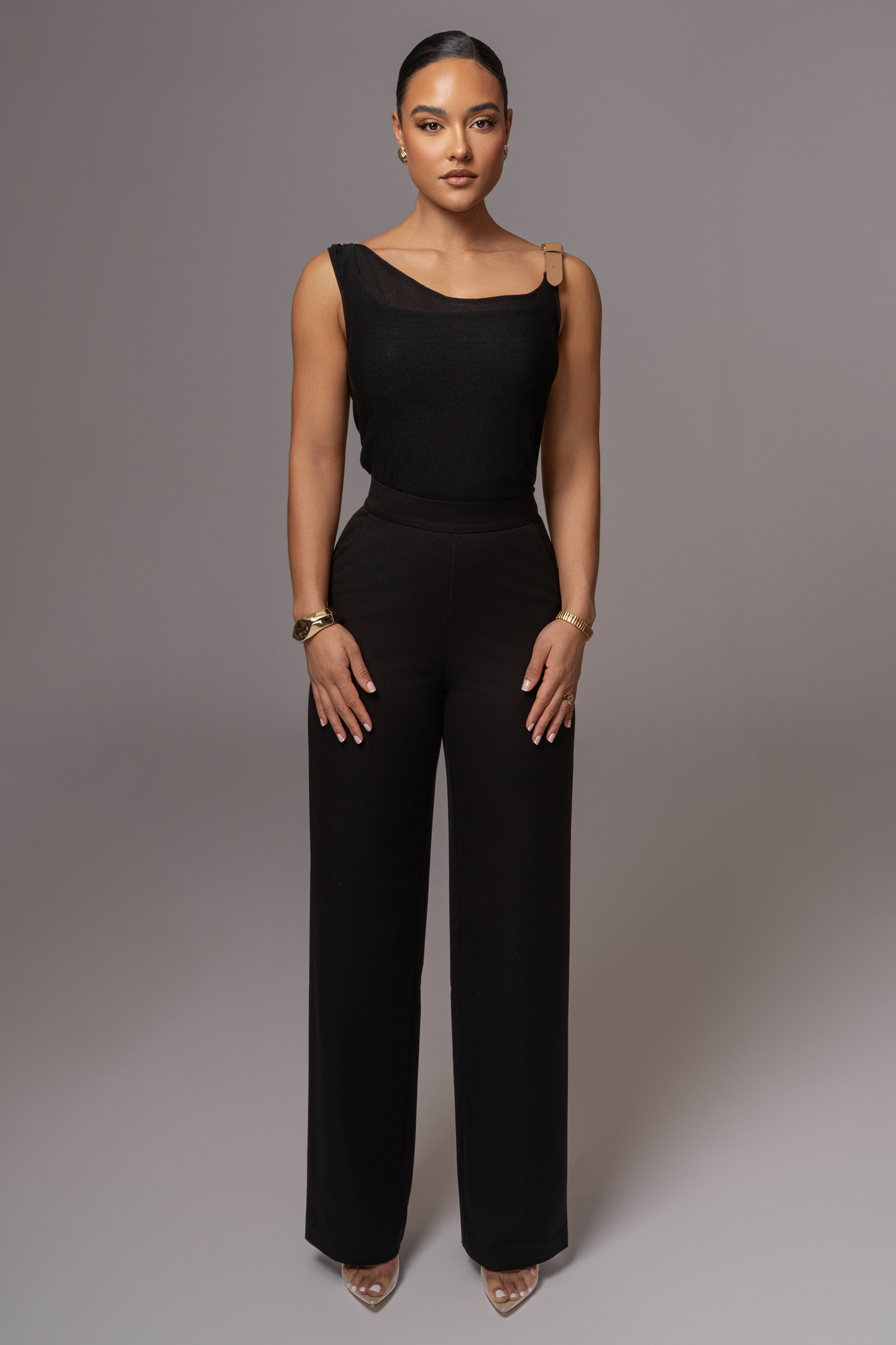 Black Status Belted Pants
