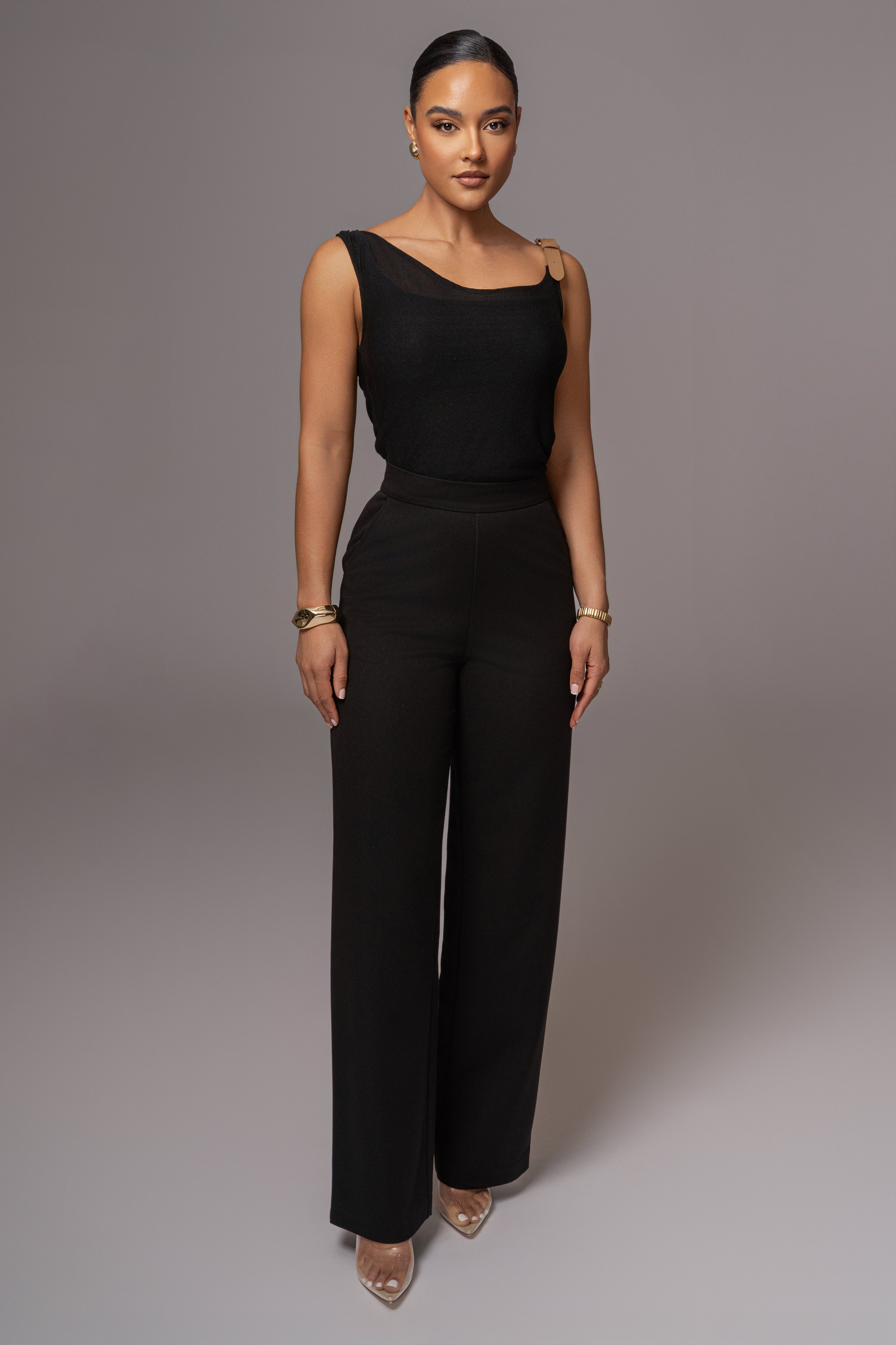 Black Status Belted Pants