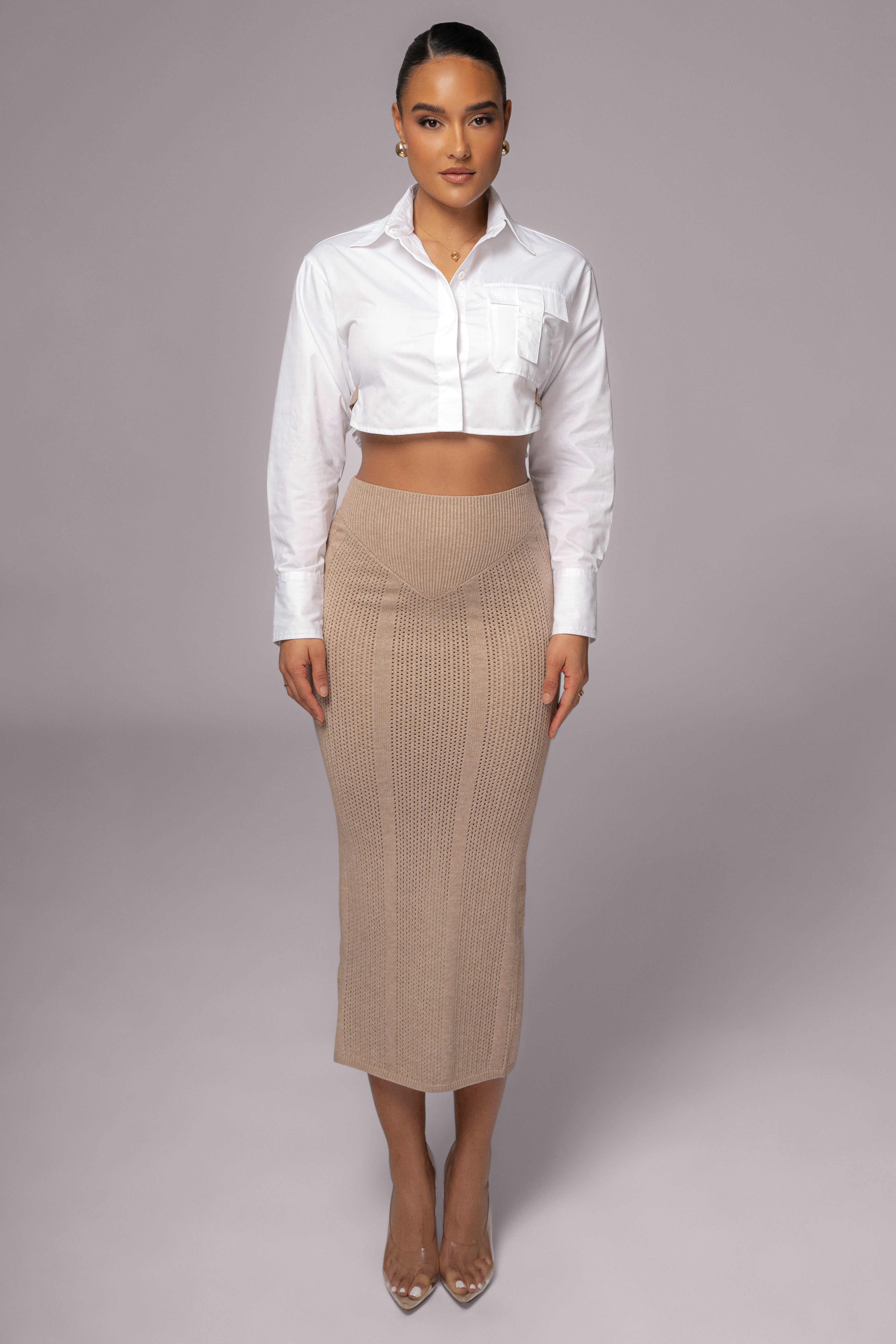 Taupe Jasmina Knit Skirt
