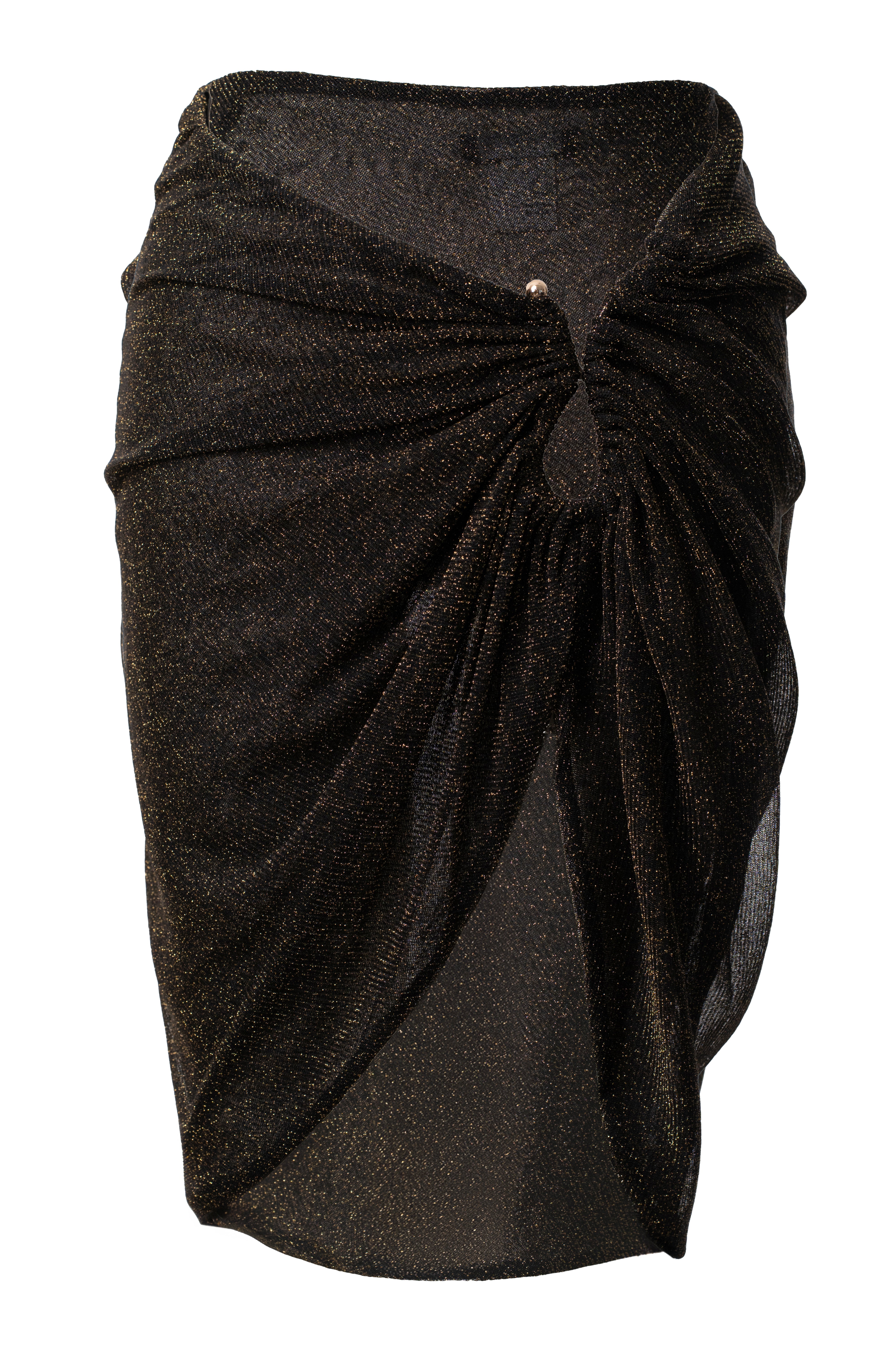 Black Dreamscape Lurex Knit Mini Skirt