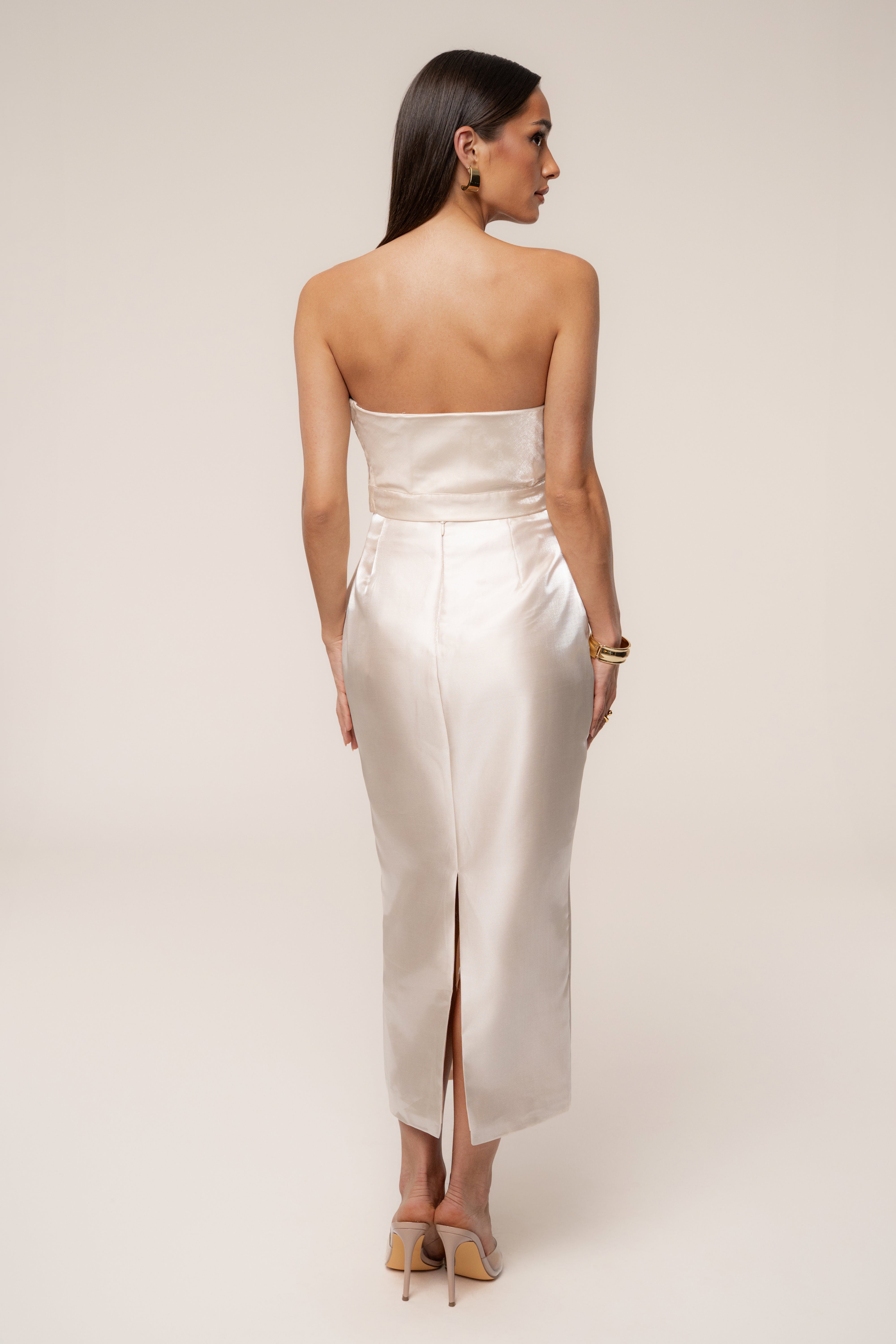 Champagne Reception Pleated Midi Skirt