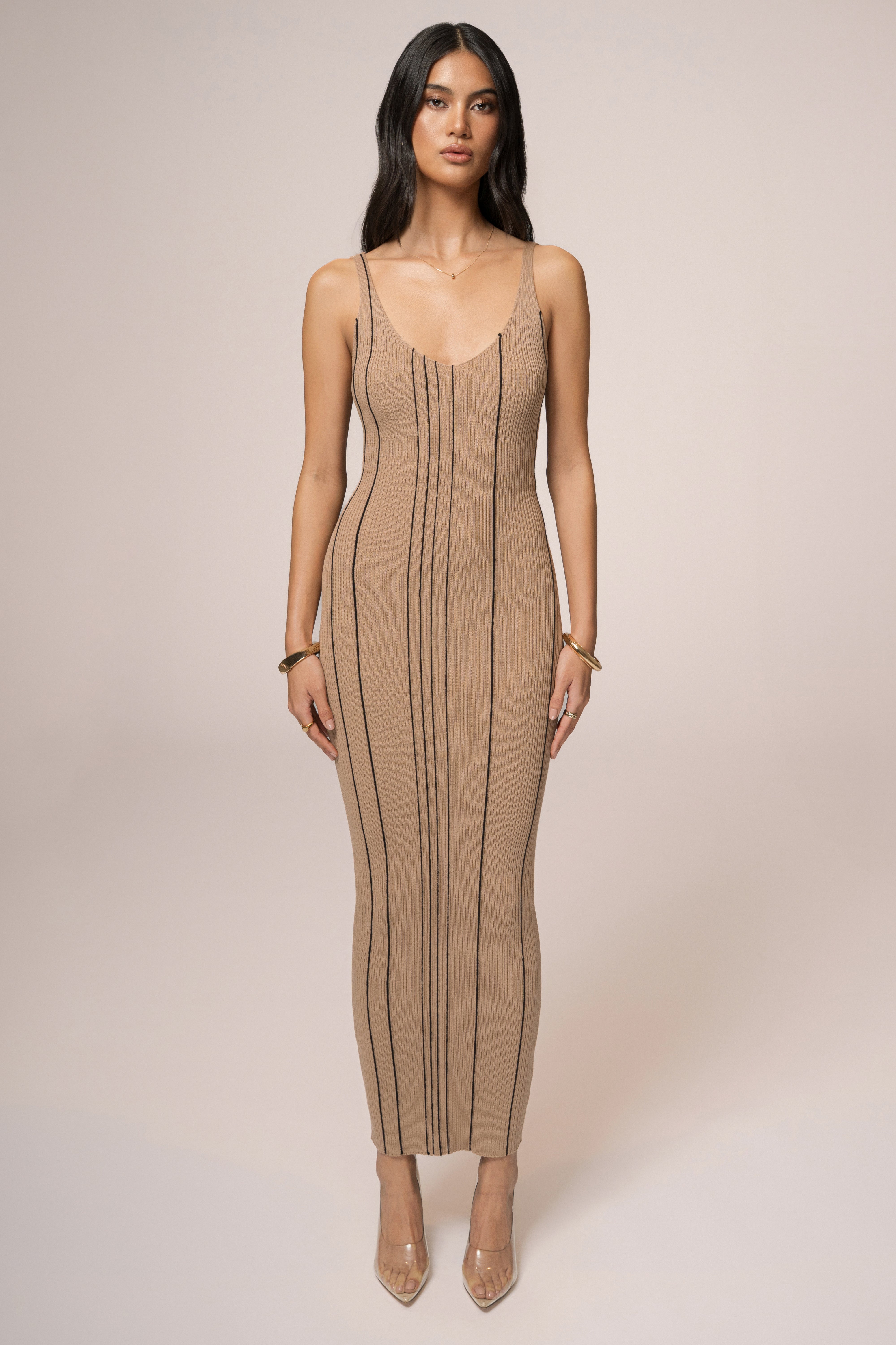 Taupe Sammi Seamed Maxi Dress