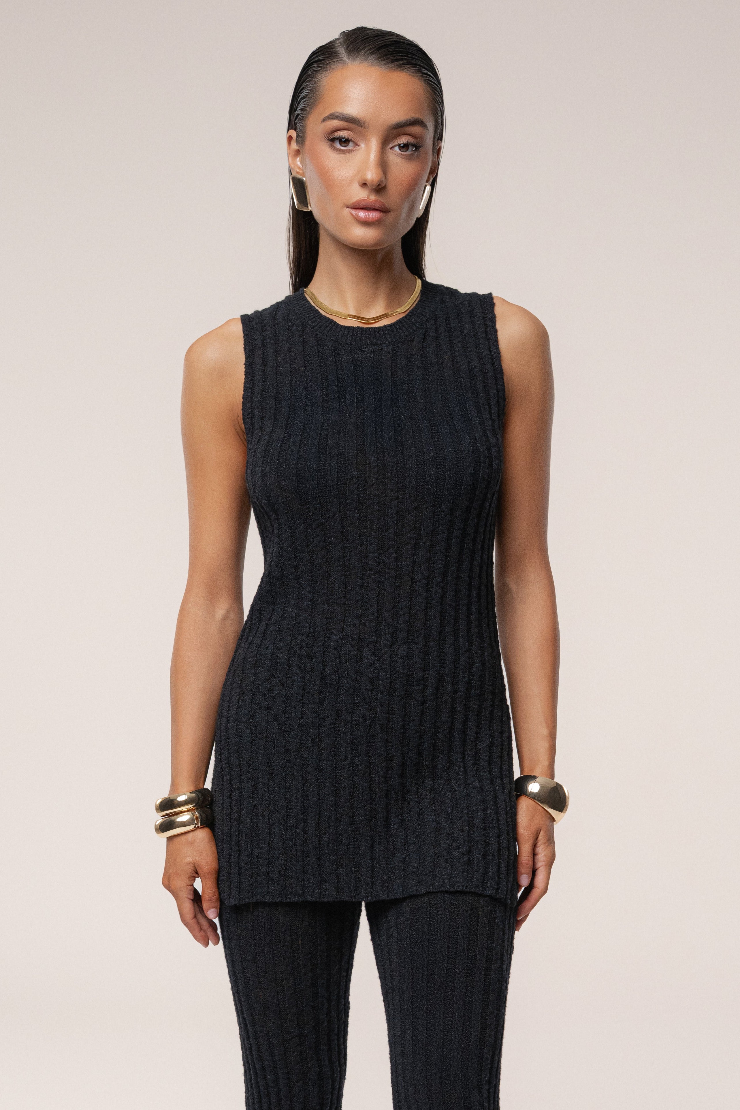 Black Kali Sleeveless Knit Top