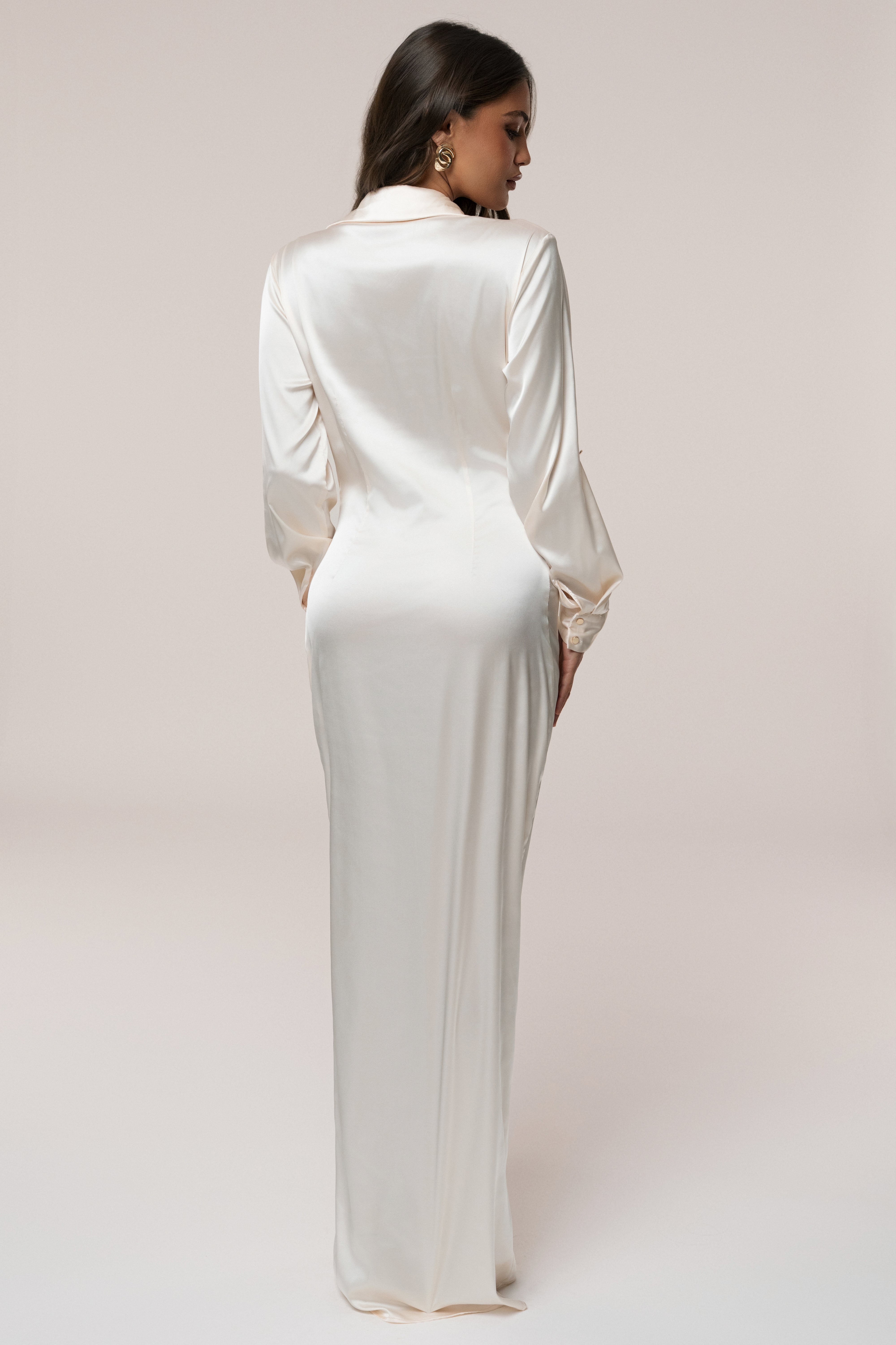 White Arabella Satin Maxi Dress