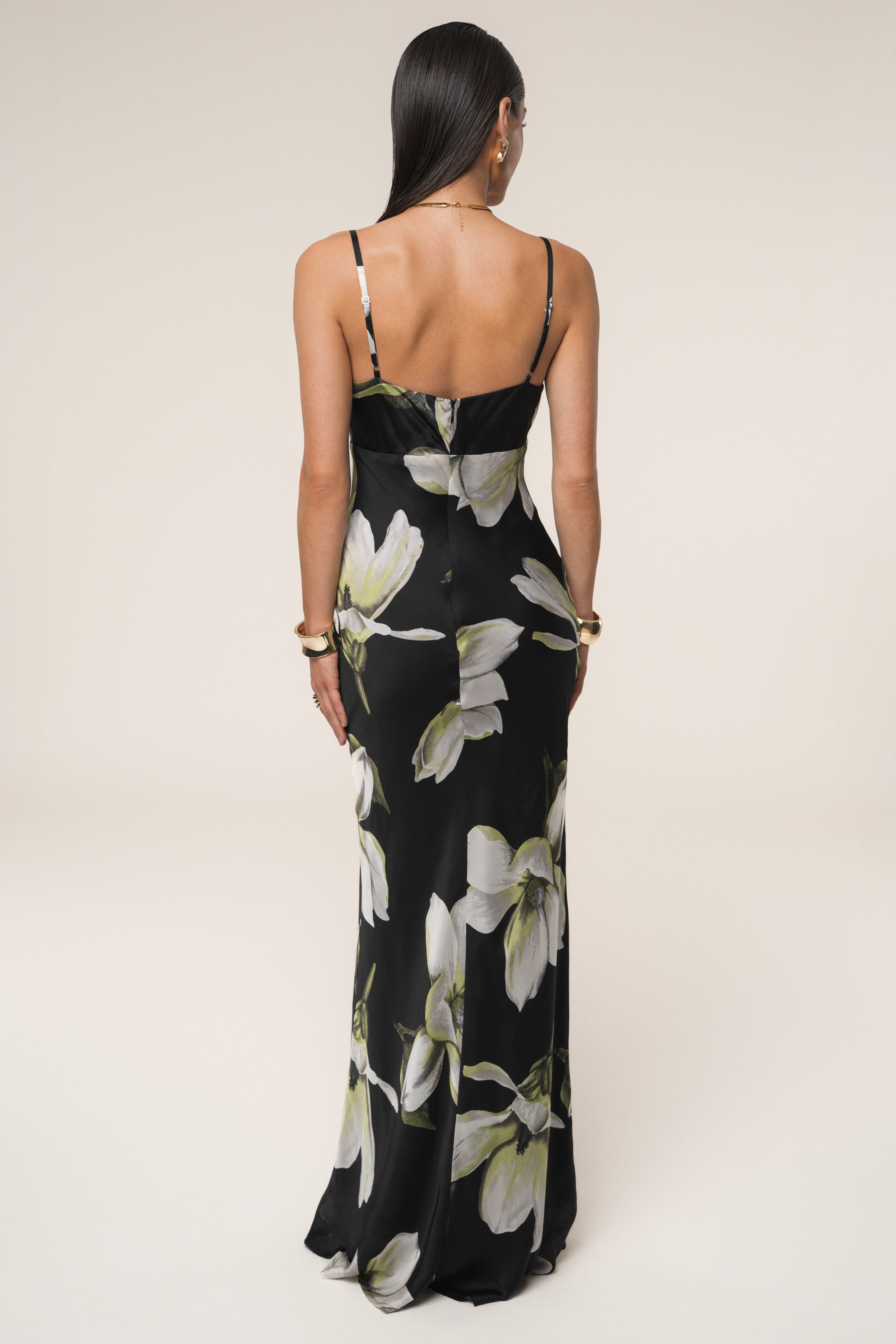 Black Floral Azul Print Maxi Dress