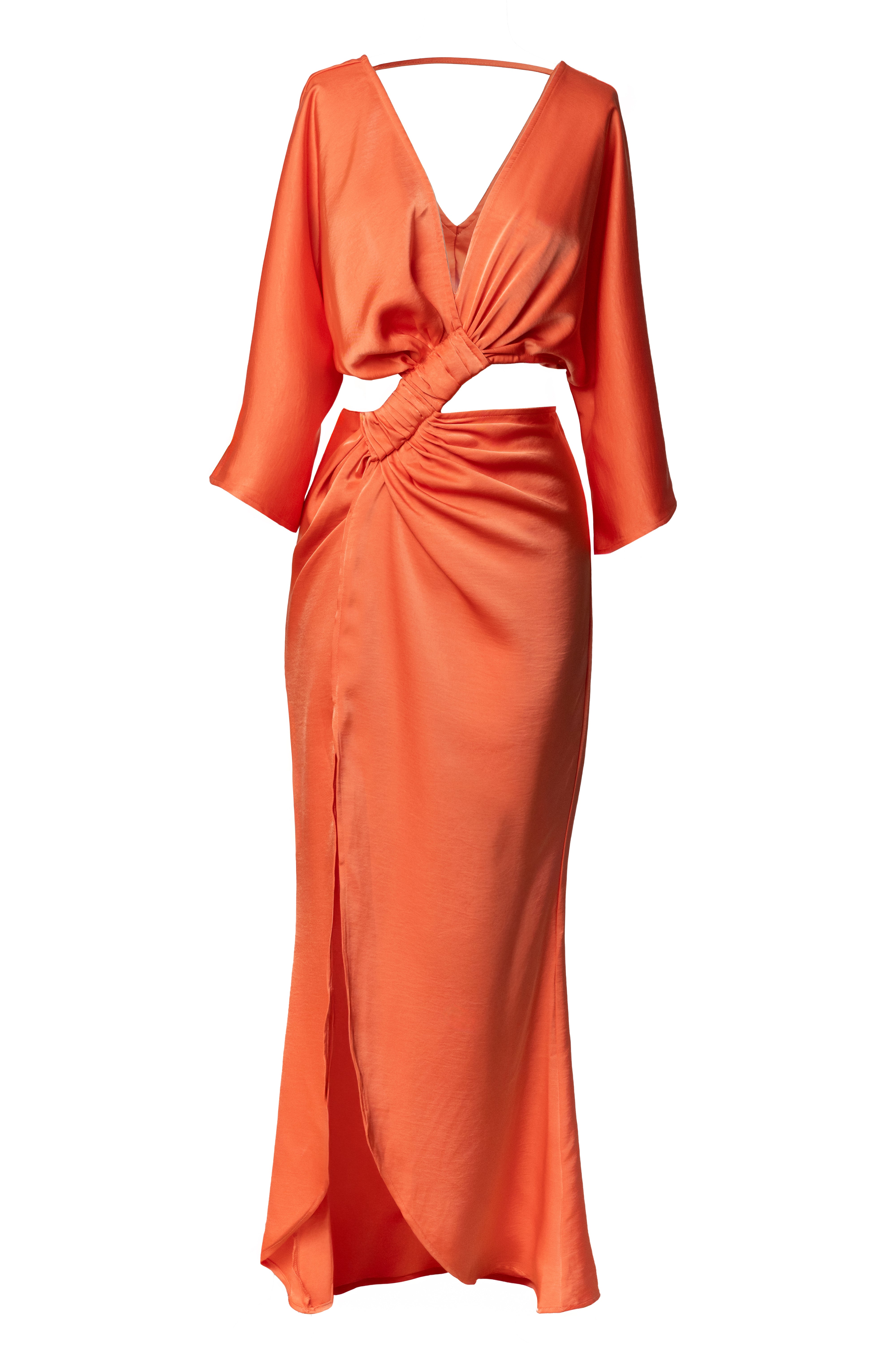 Coral Sunset Satin Cutout Dress