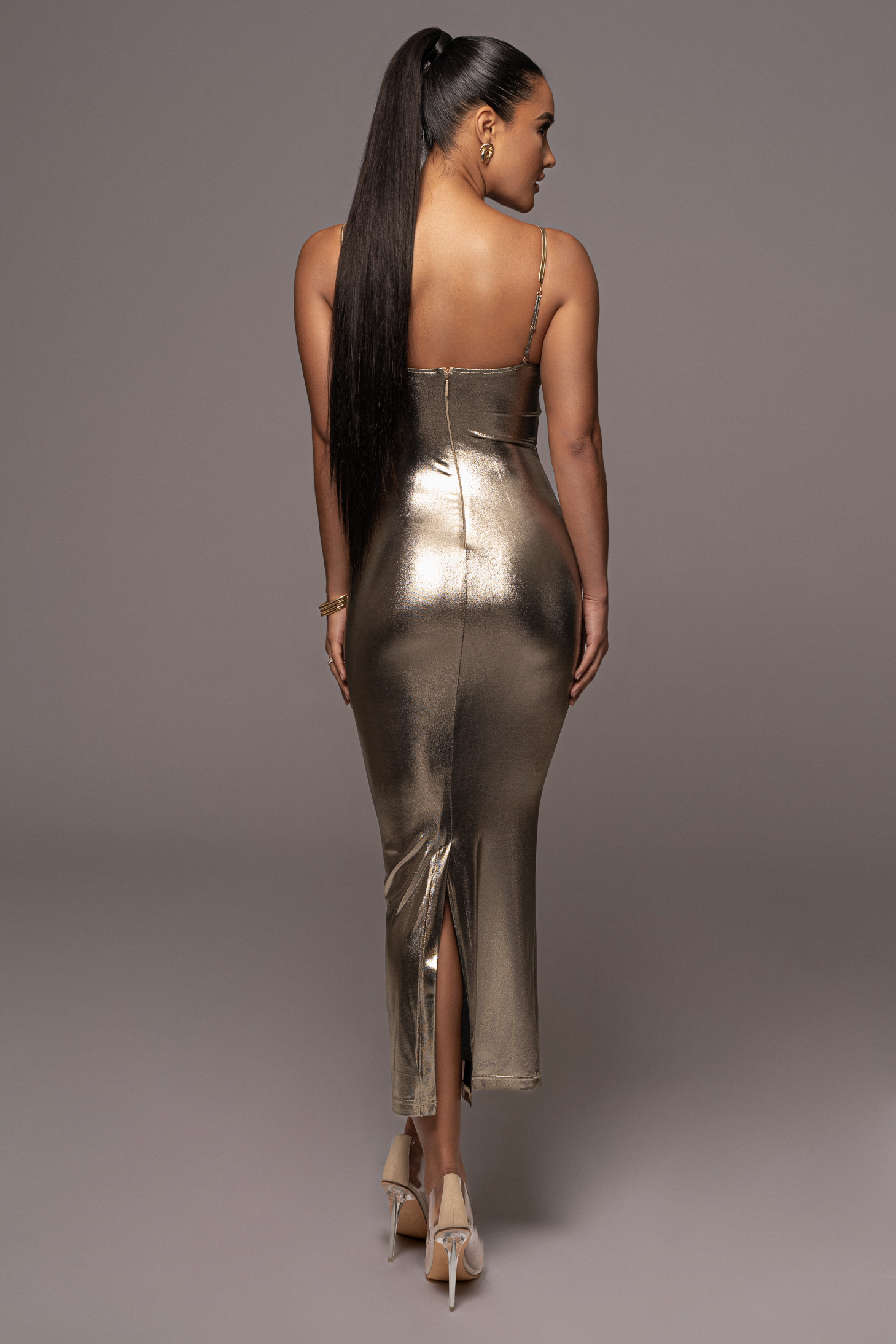 Light Gold Visions Of You Midi Dress