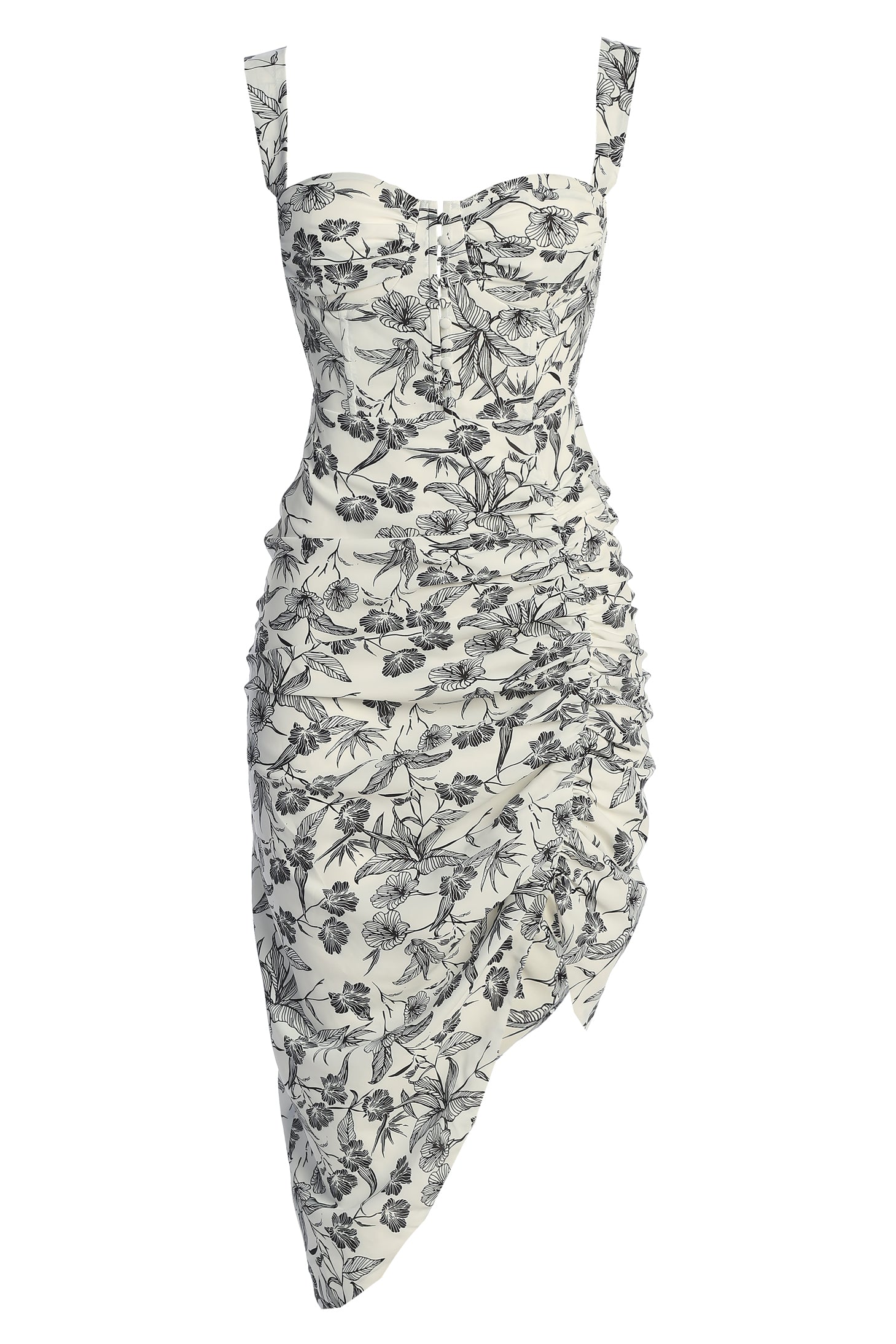 Black/Ivory Florine Print Midi Dress