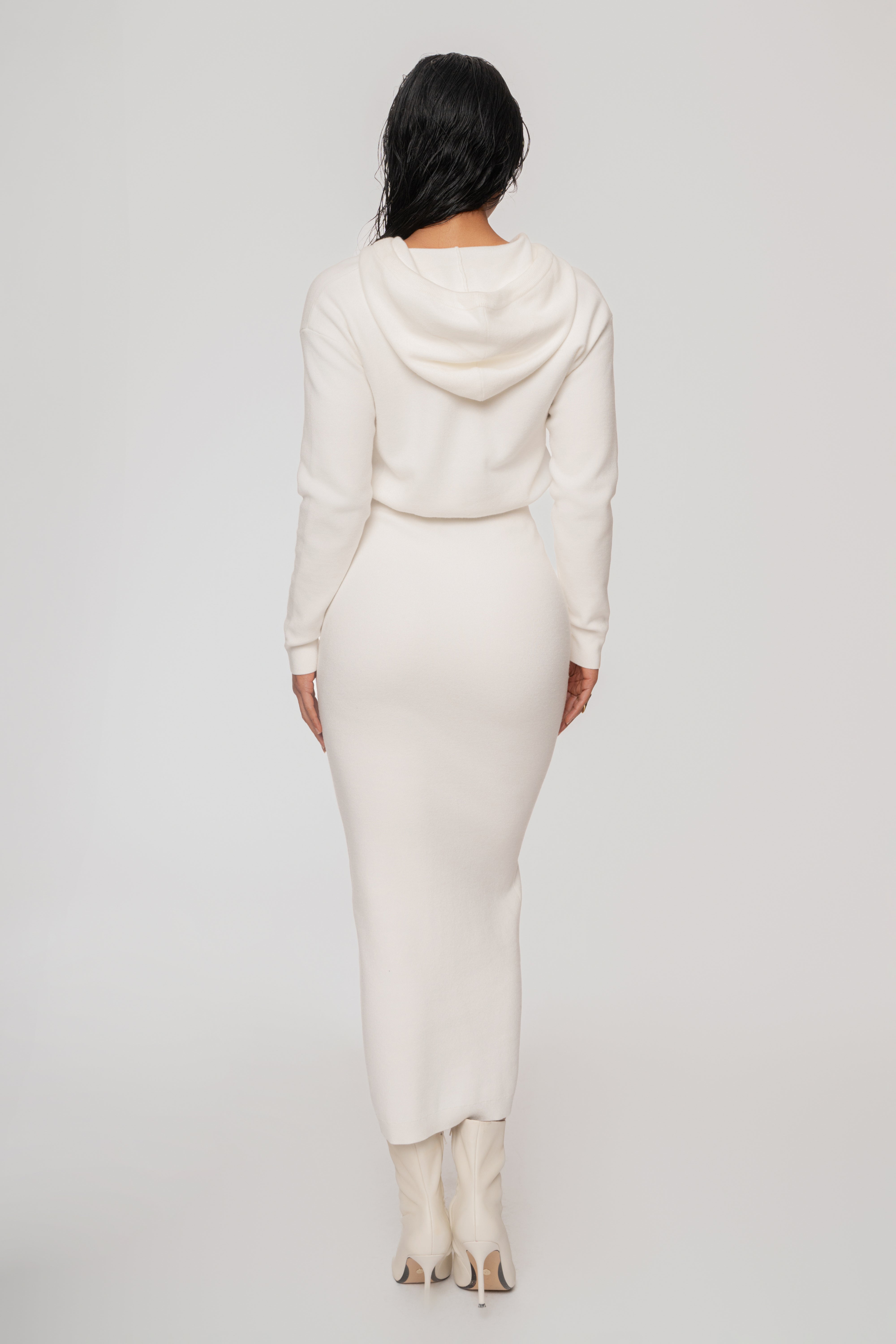 Ivory All In One Hoodie Dress