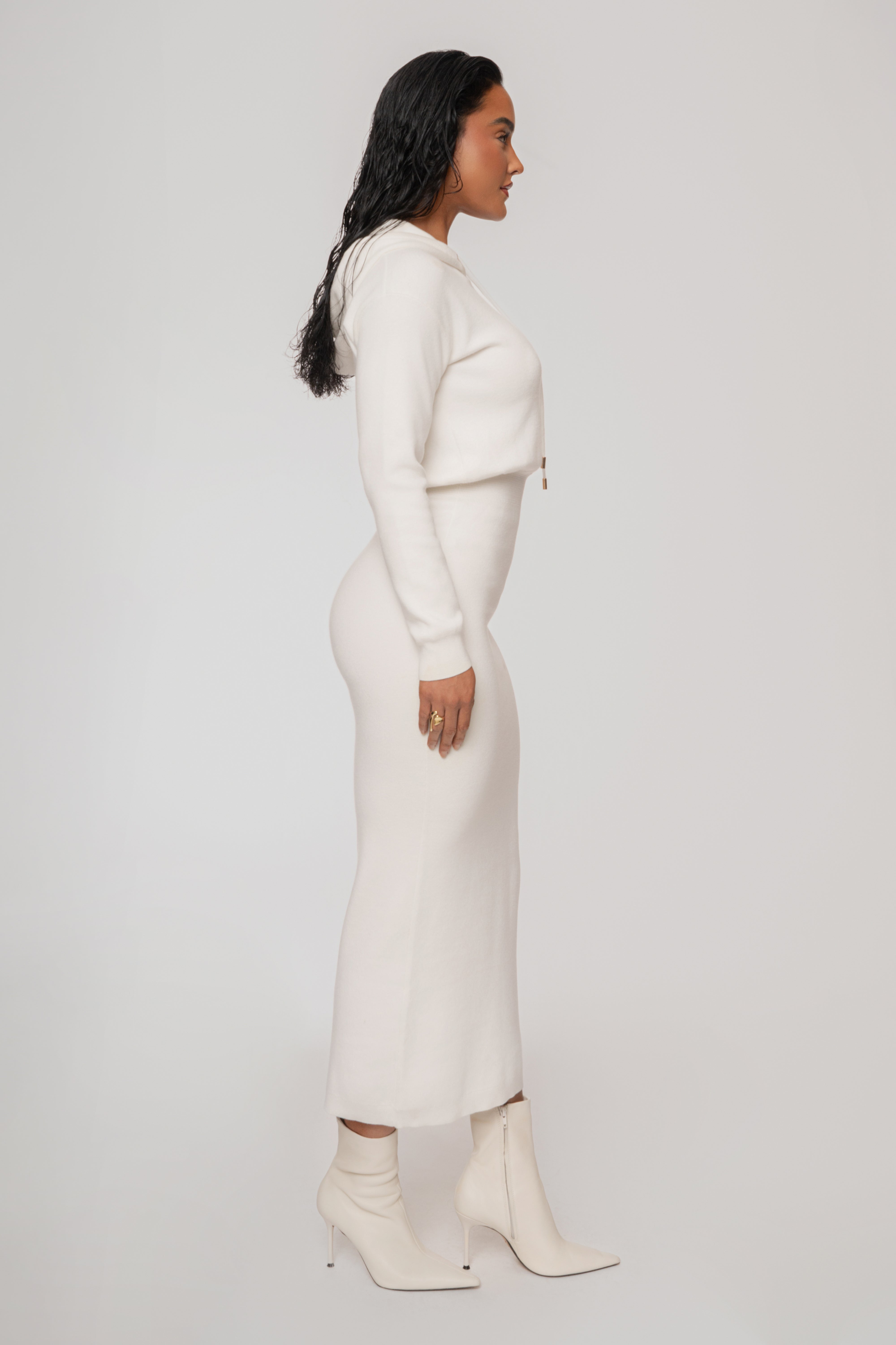 Ivory All In One Hoodie Dress