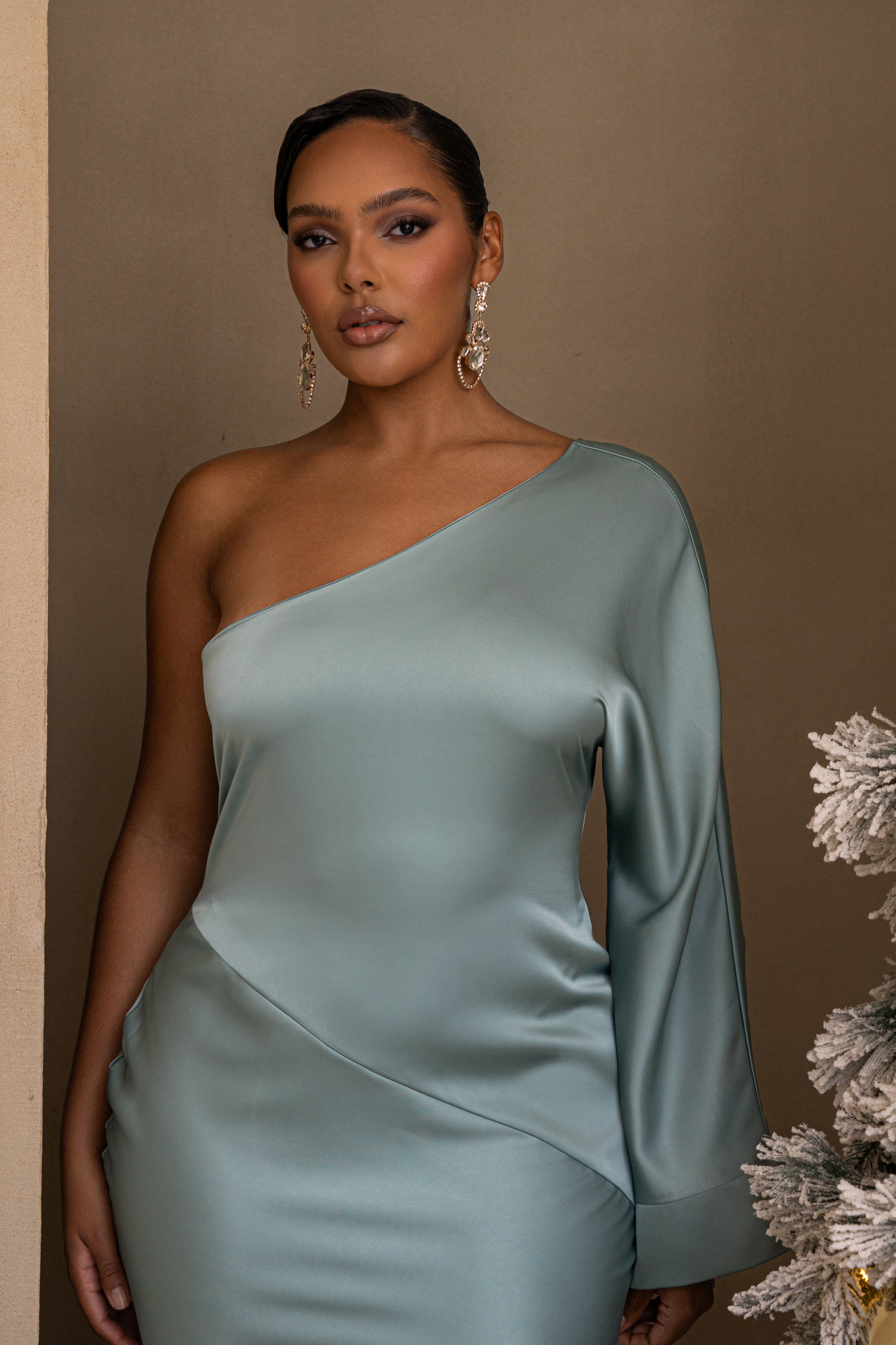 Sage Femme Drape Maxi Dress
