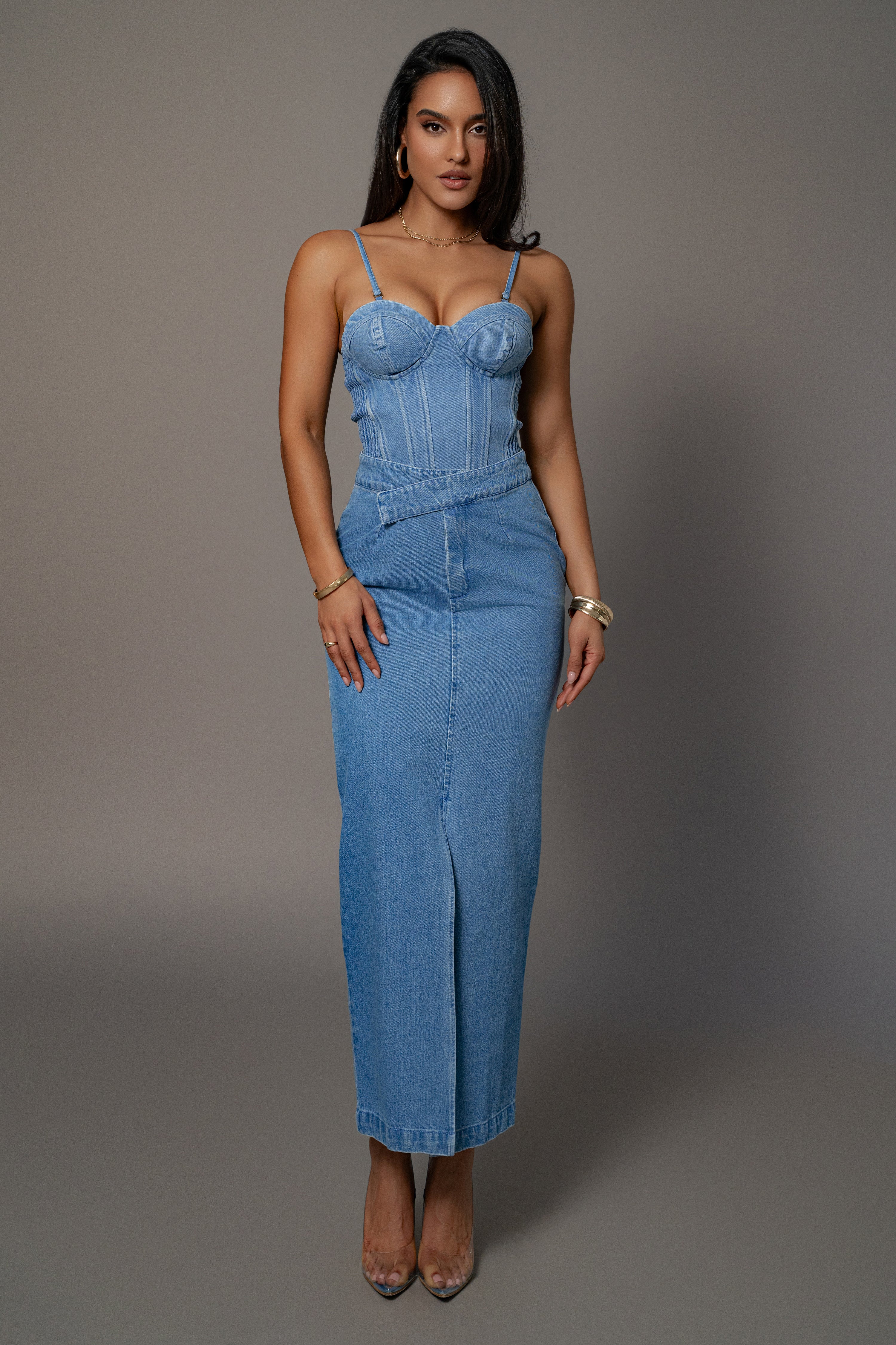 Medium Wash Denim Marsella Sweetheart Corset
