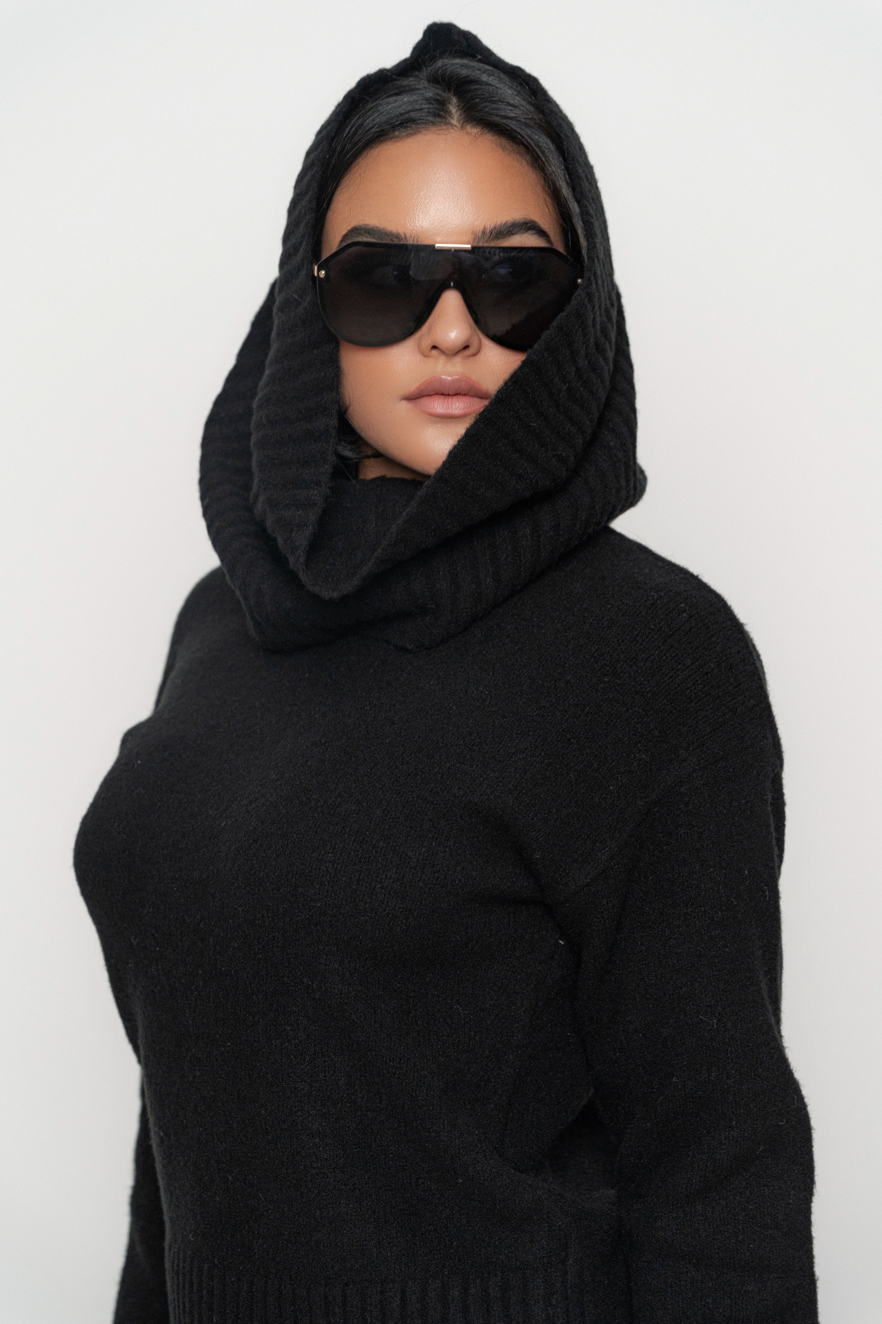 Black Sweater Scarf Top
