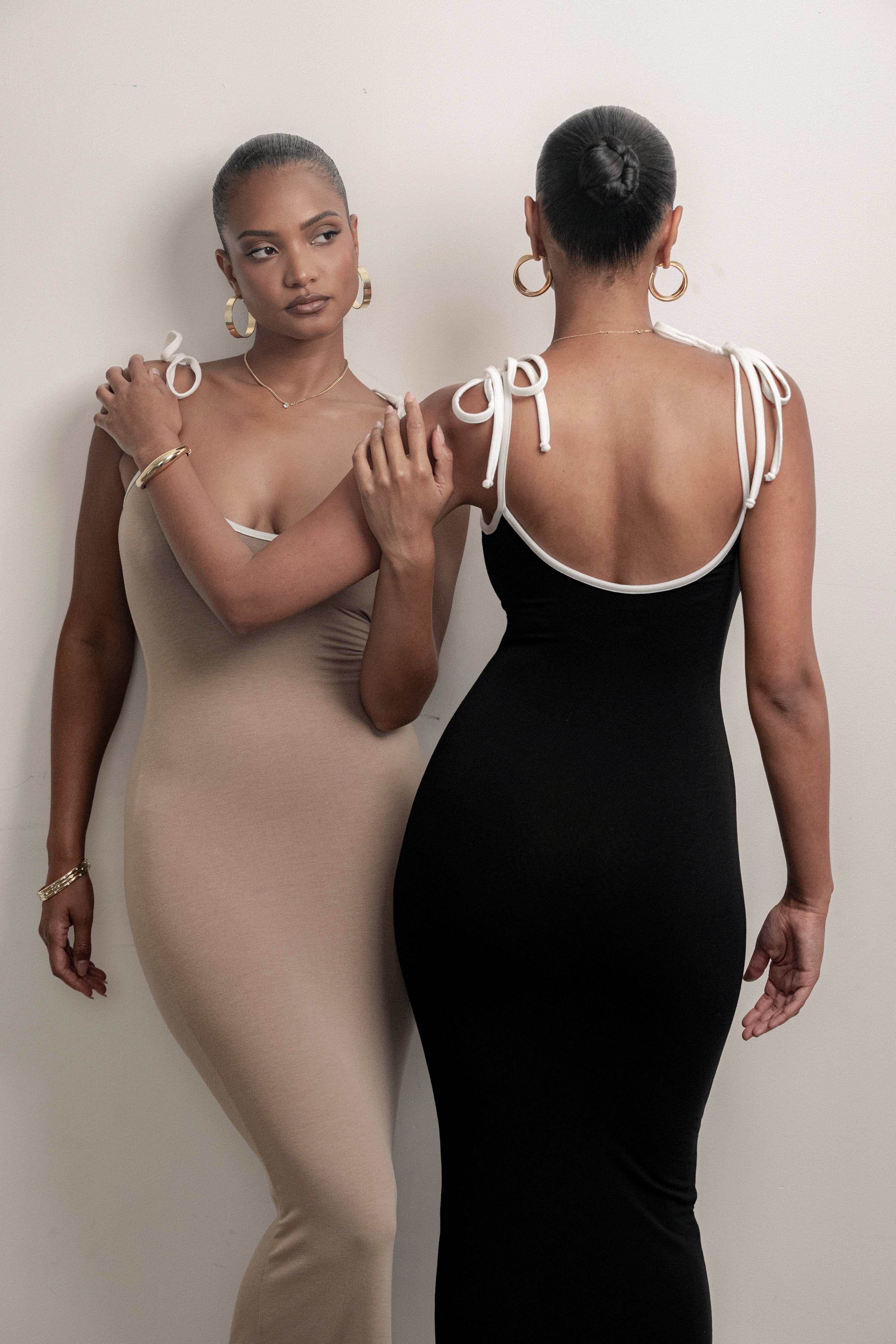 Black/Beige Shawna Reversible Maxi Dress