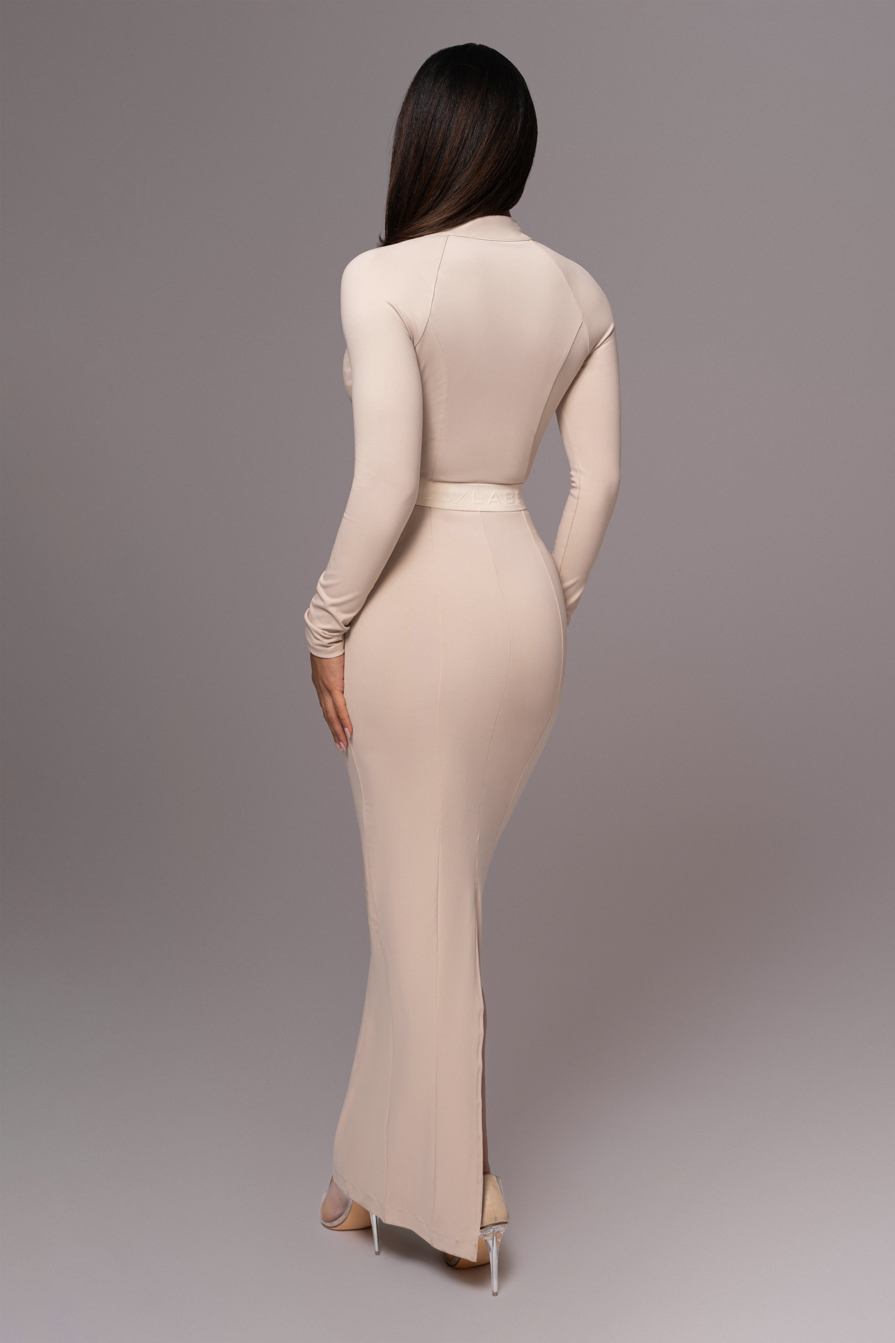 Beige Movement Mock Maxi Dress