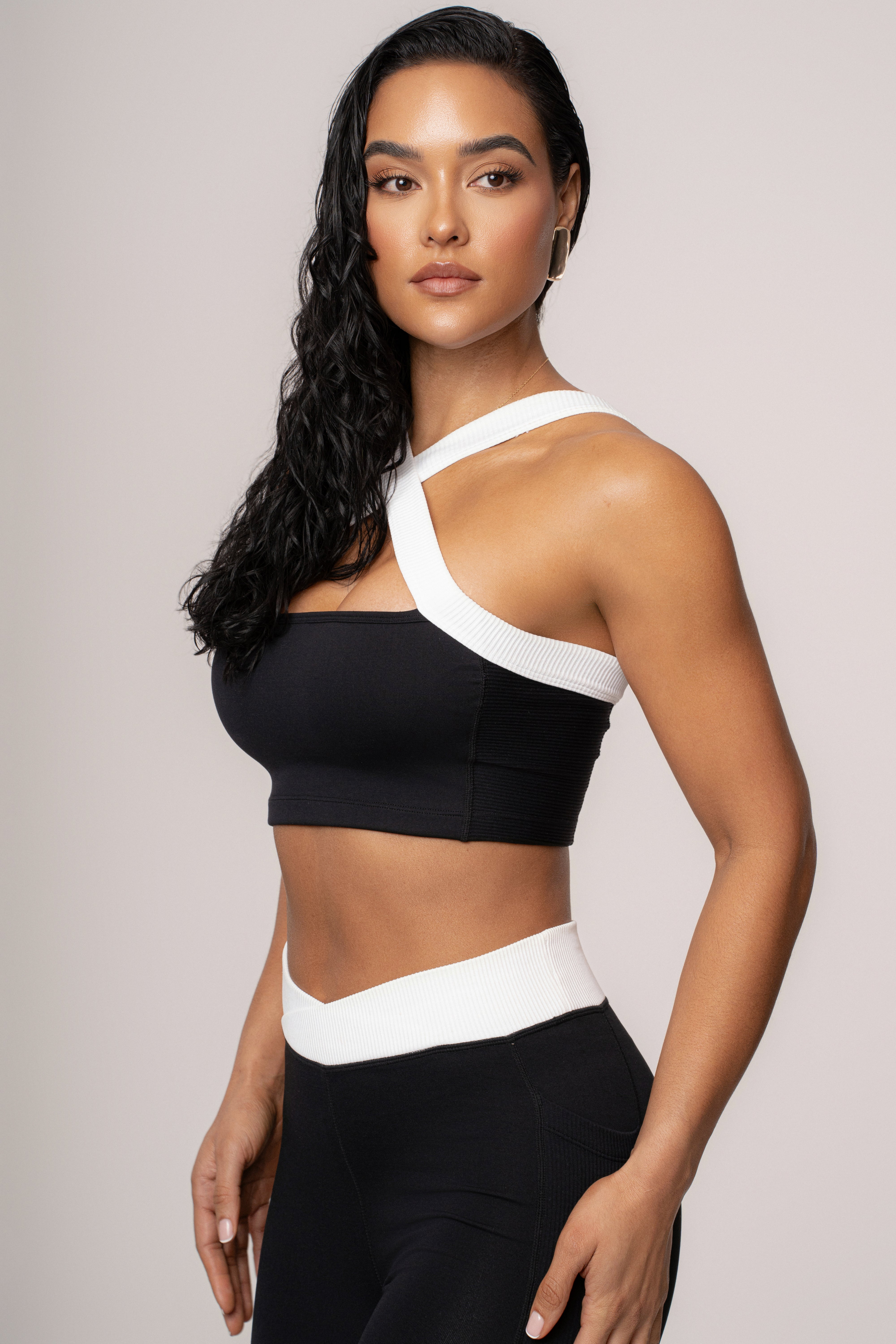 Black/White Ultimate Ribbed Halter Top