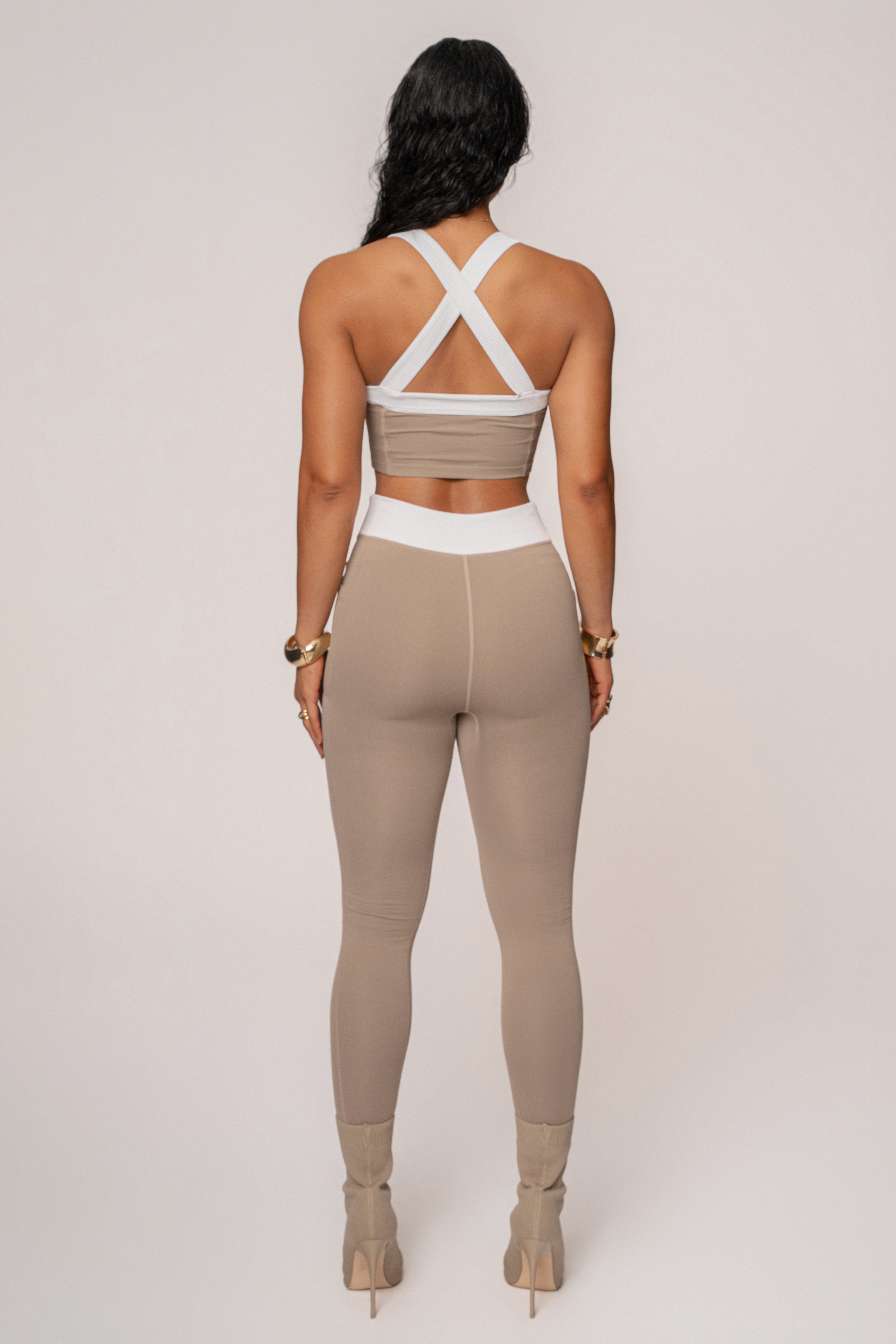 Beige/White Ultimate Ribbed Halter Top