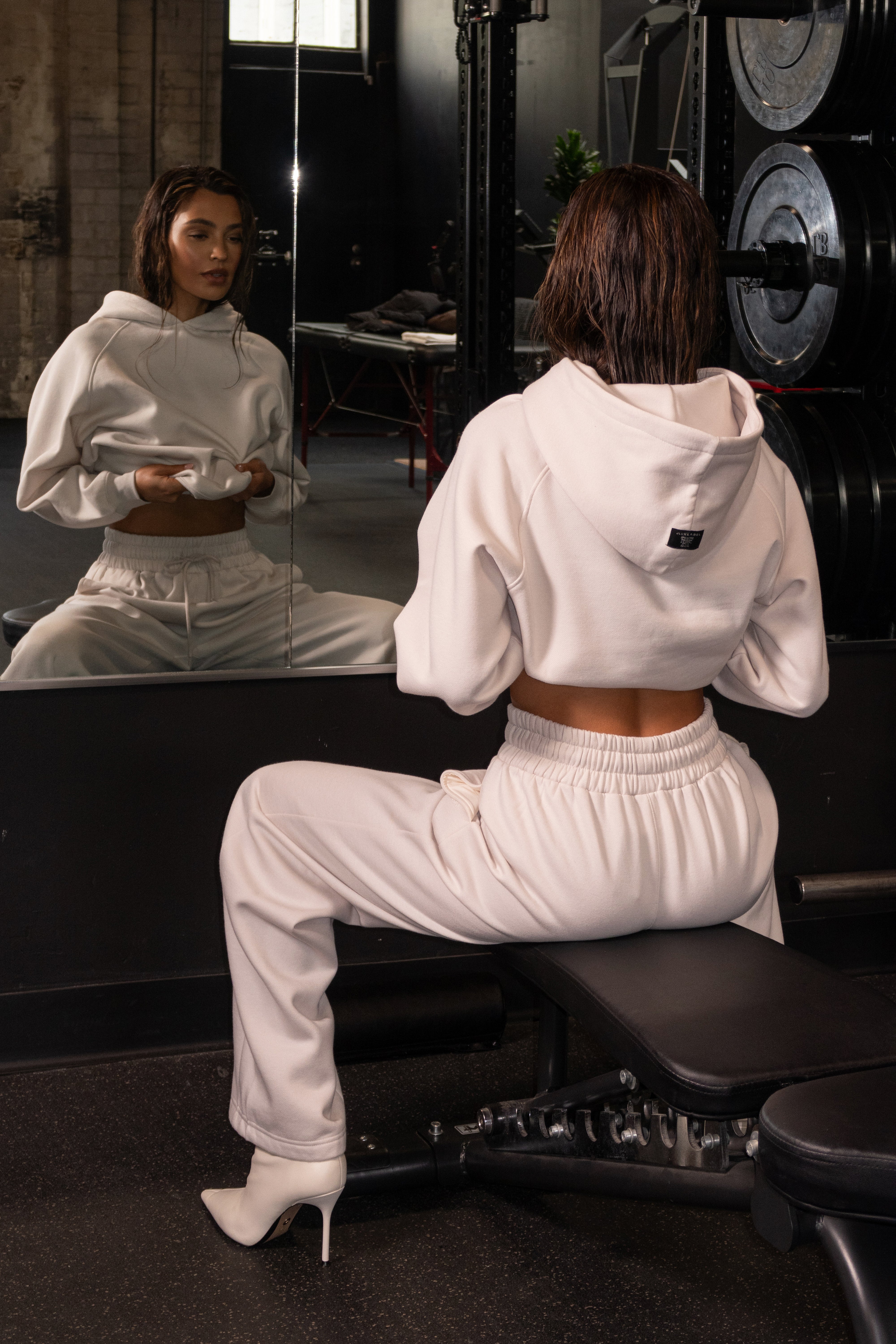 Bone JLUXLABEL Logo Pullover Hoodie