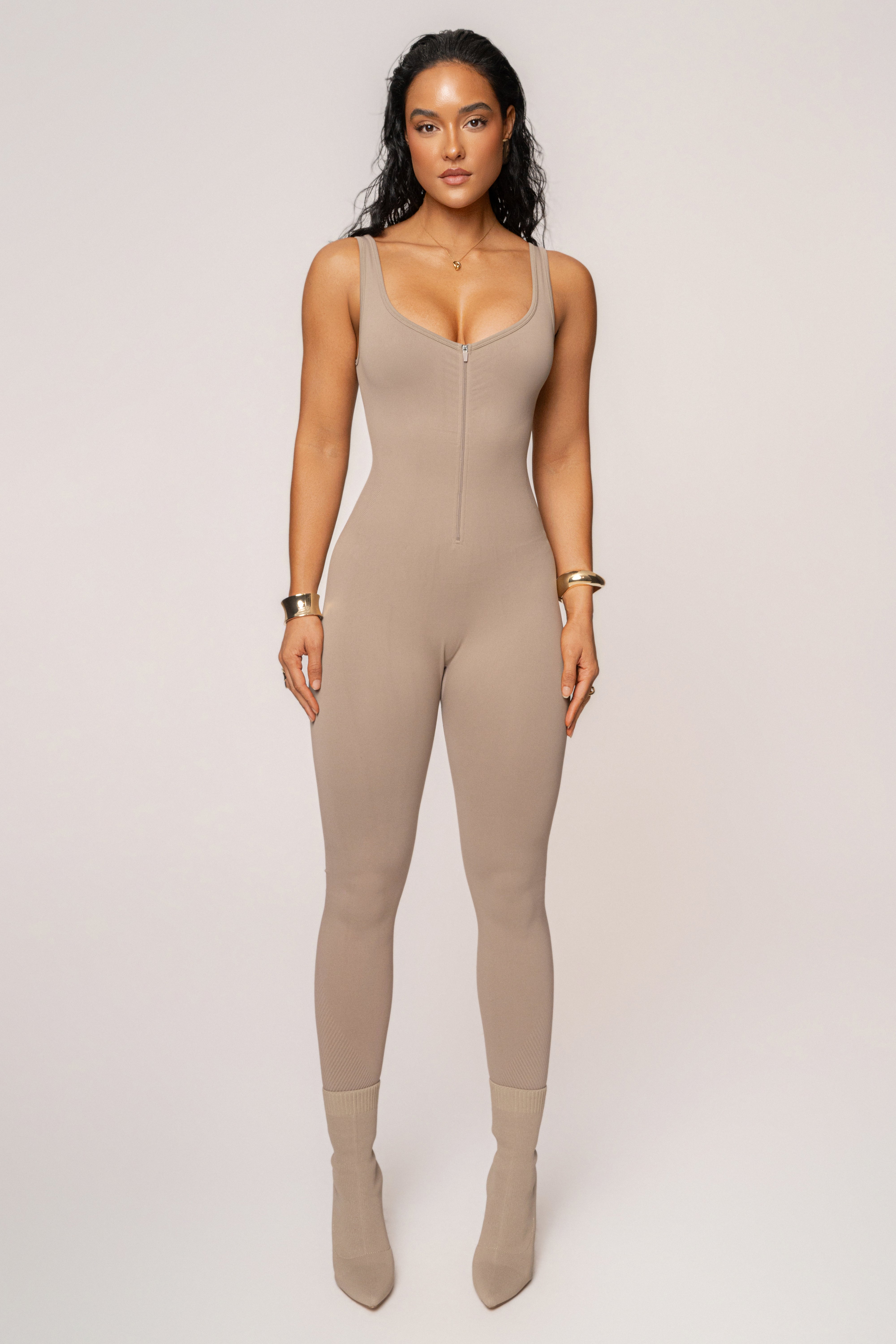 Beige Pure Form Jumpsuit
