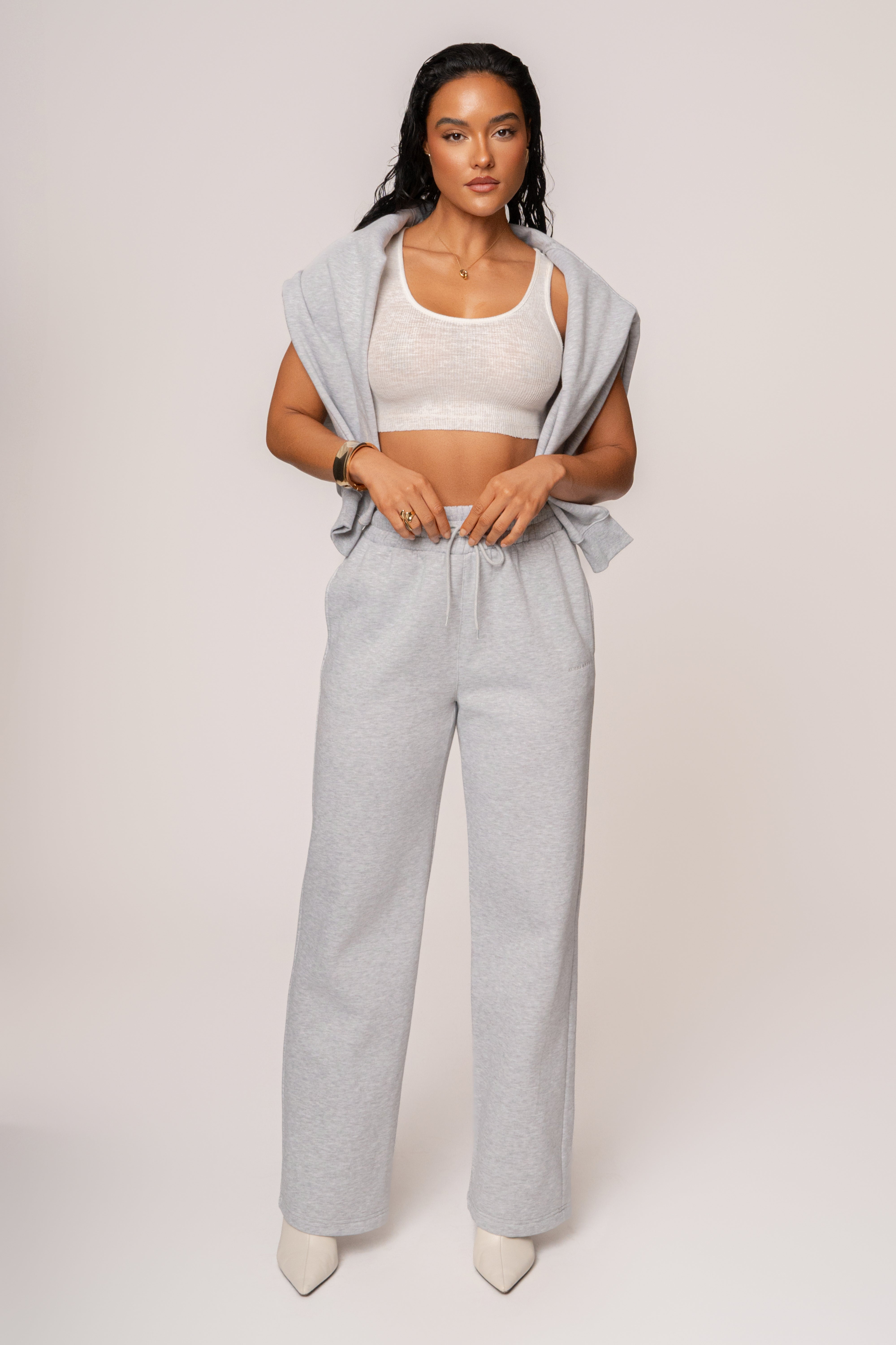 Heather Grey JLUXLABEL Logo Fleece Pants