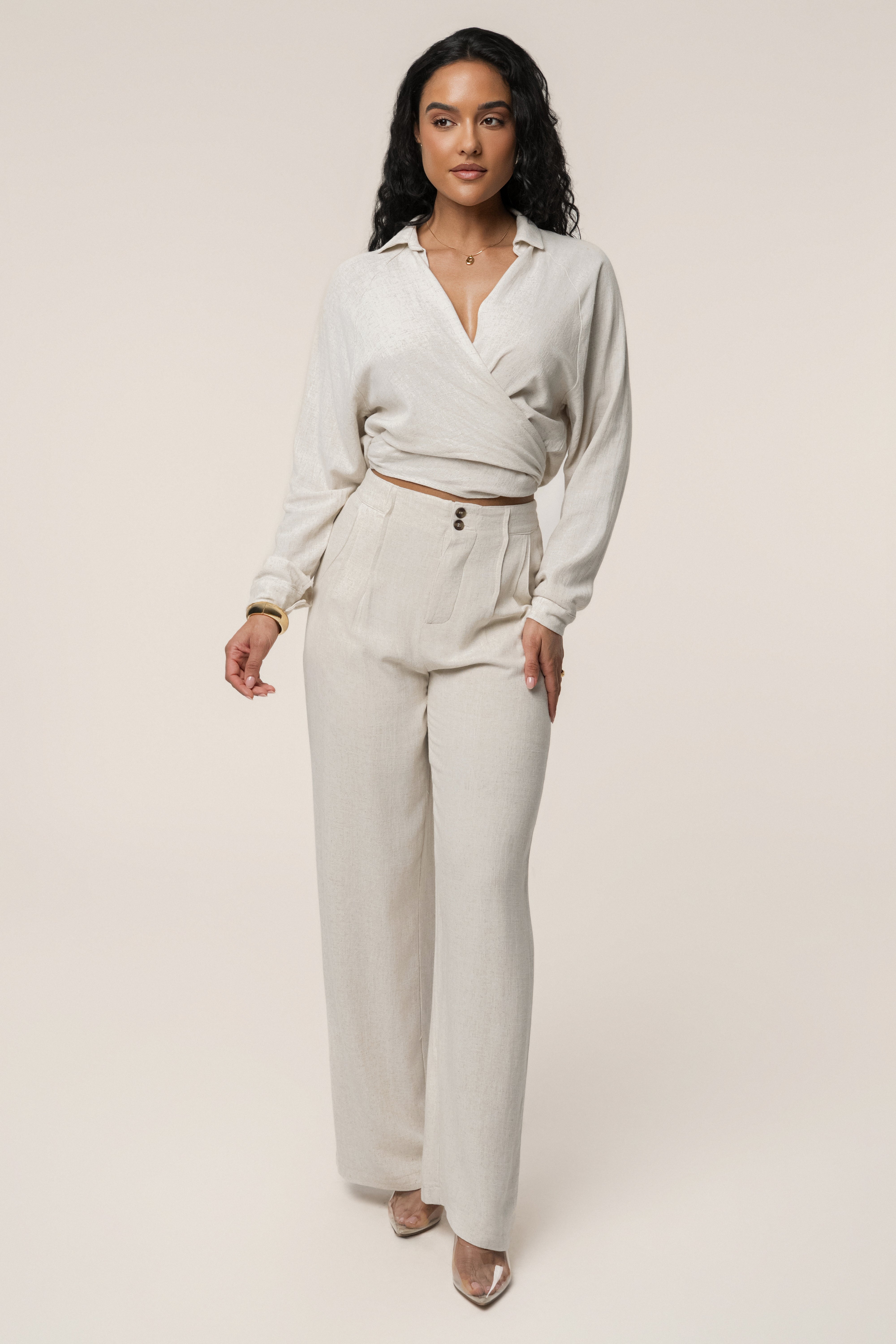 Stone Soho Front Tied Woven Top