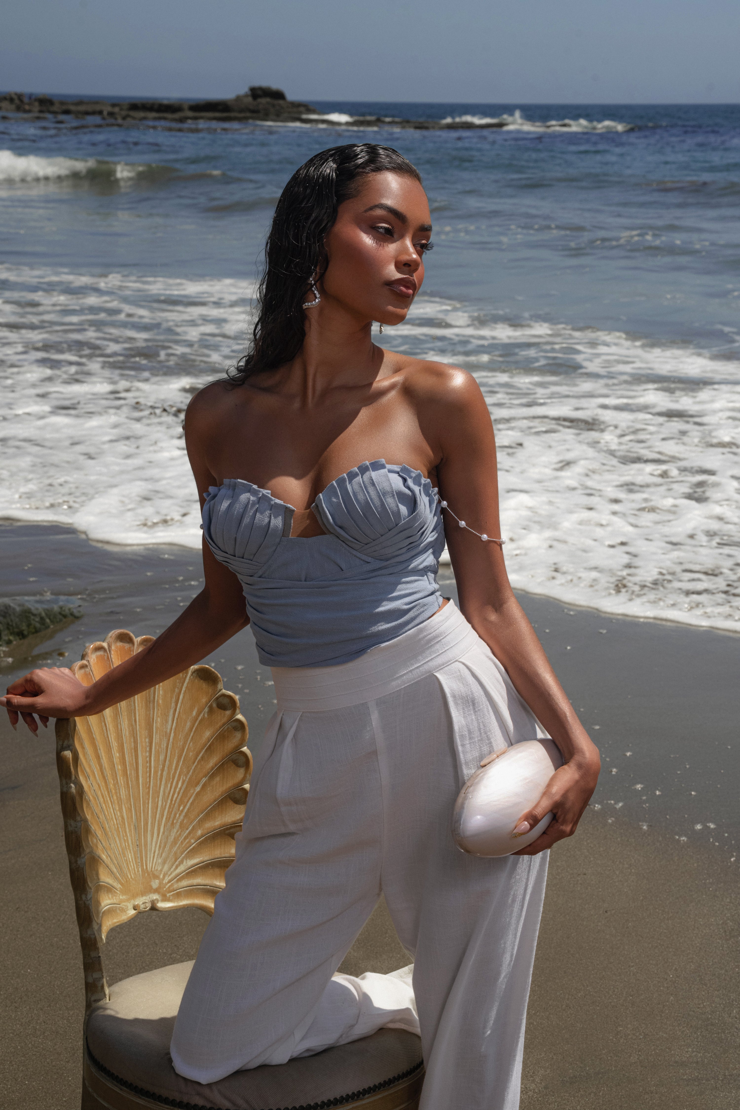 Blue Arielle Bustier Top