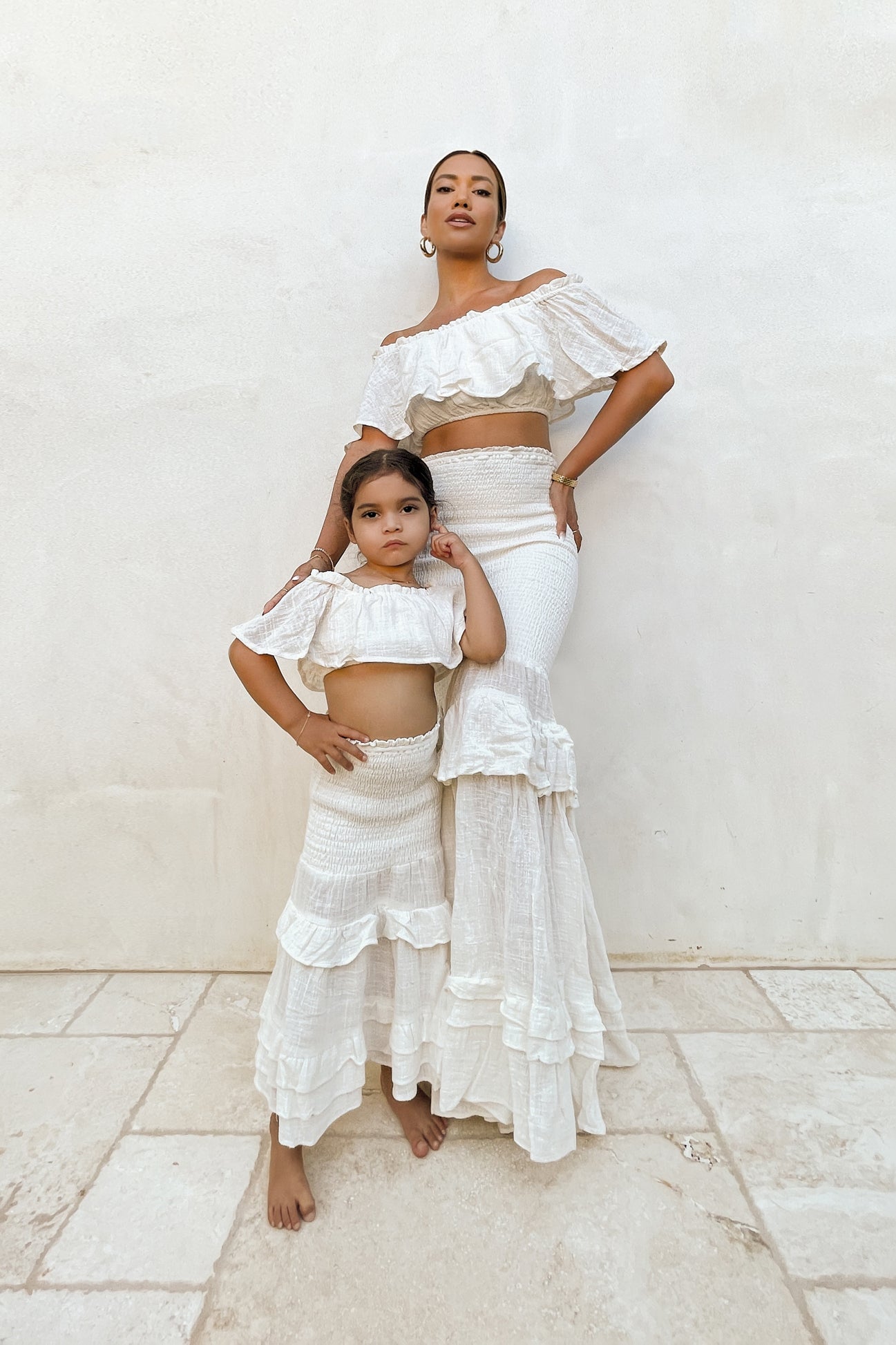 White Emily Ruffled Skirt Set