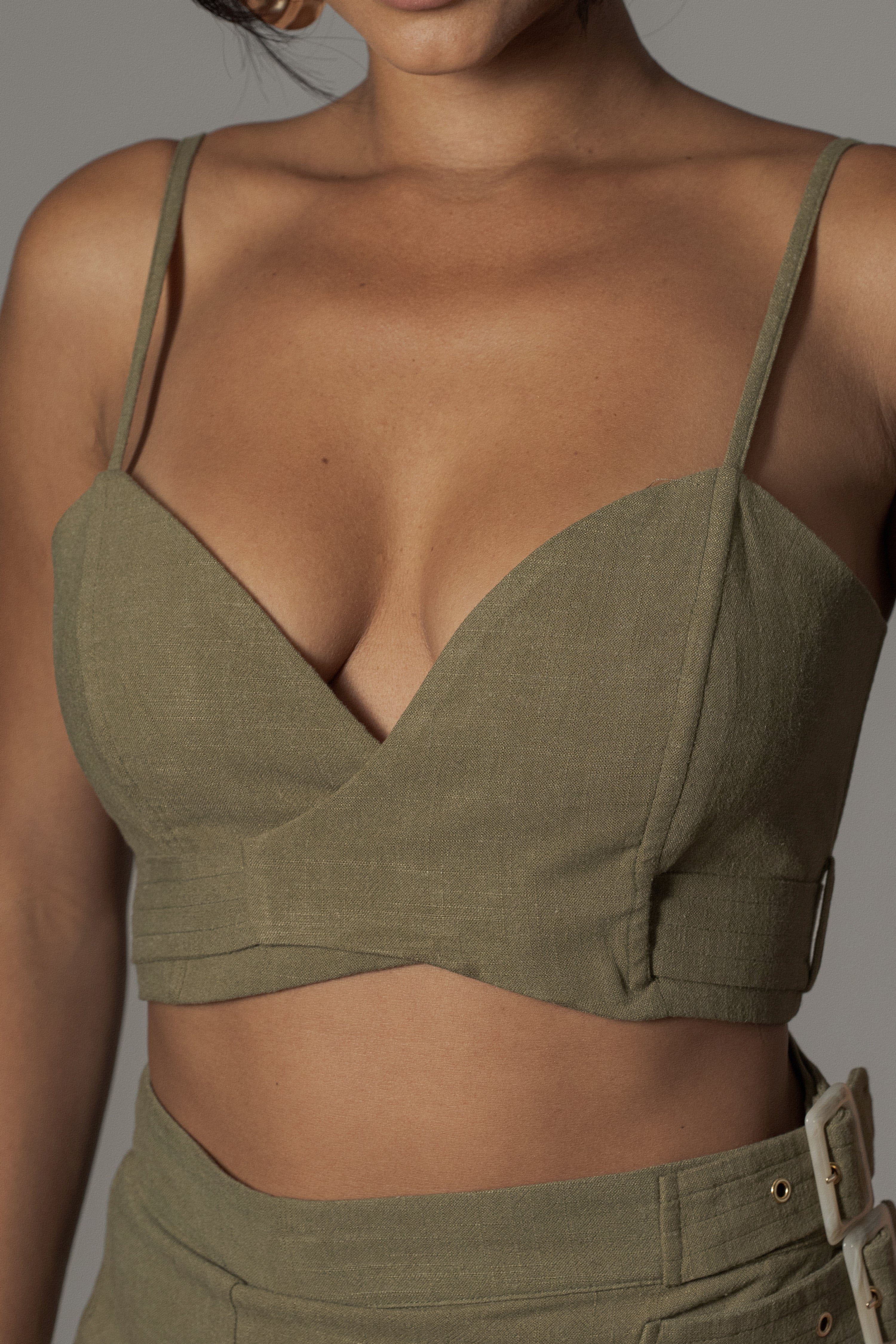 Olive Sunrise Linen Bustier
