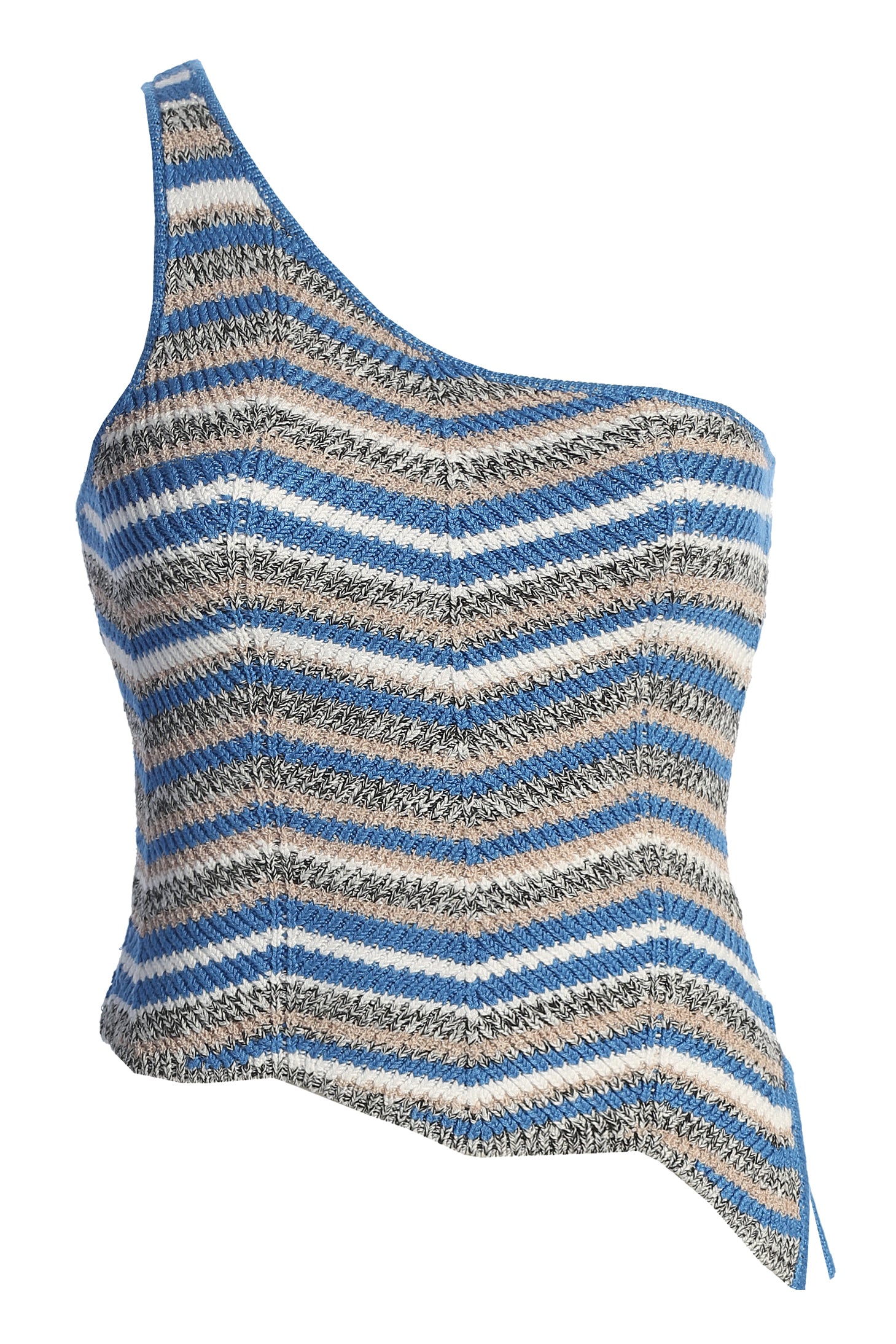 Blue Multi Sol Horizon One Shoulder Top