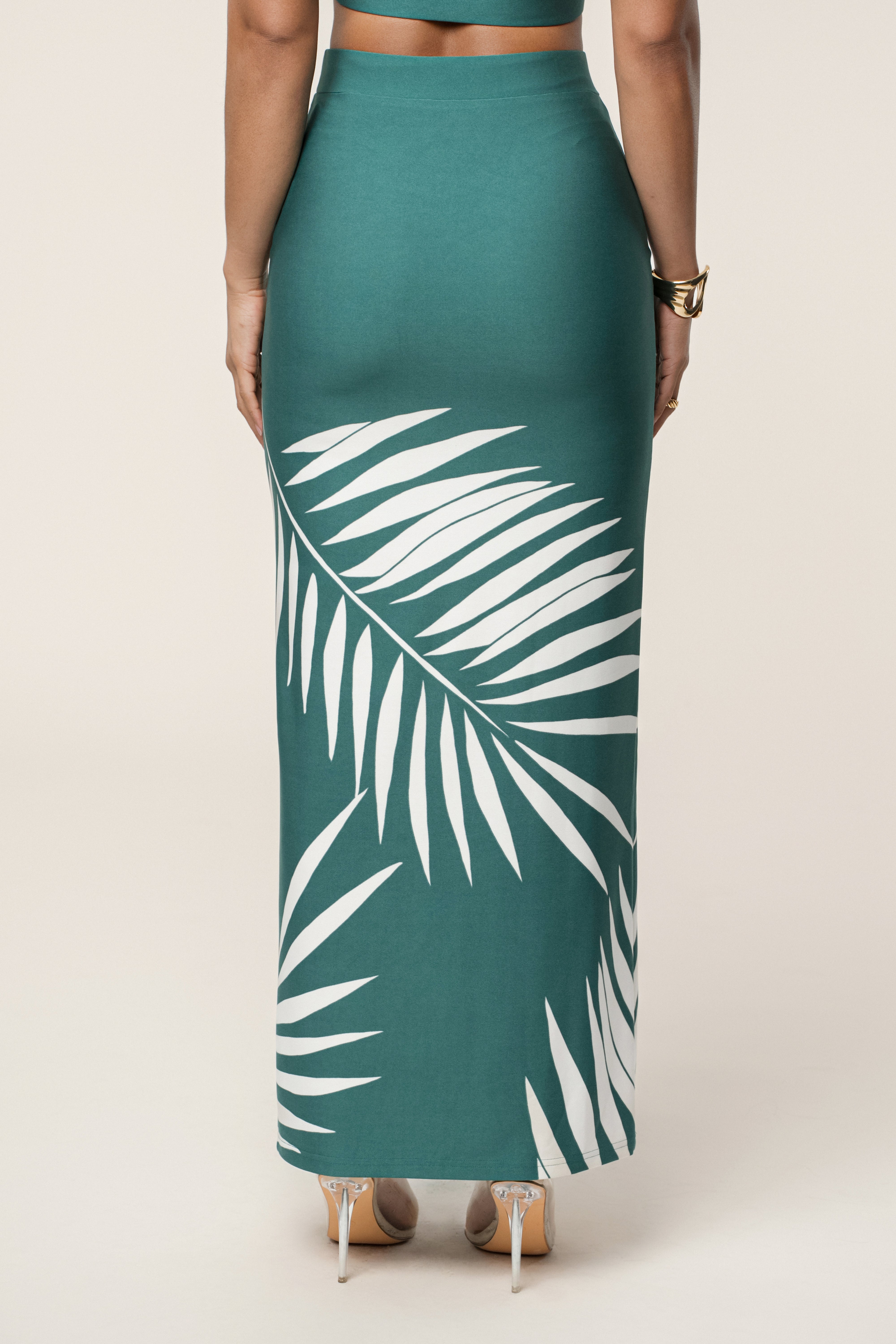 Green Palm Print Fantasy Skirt Set