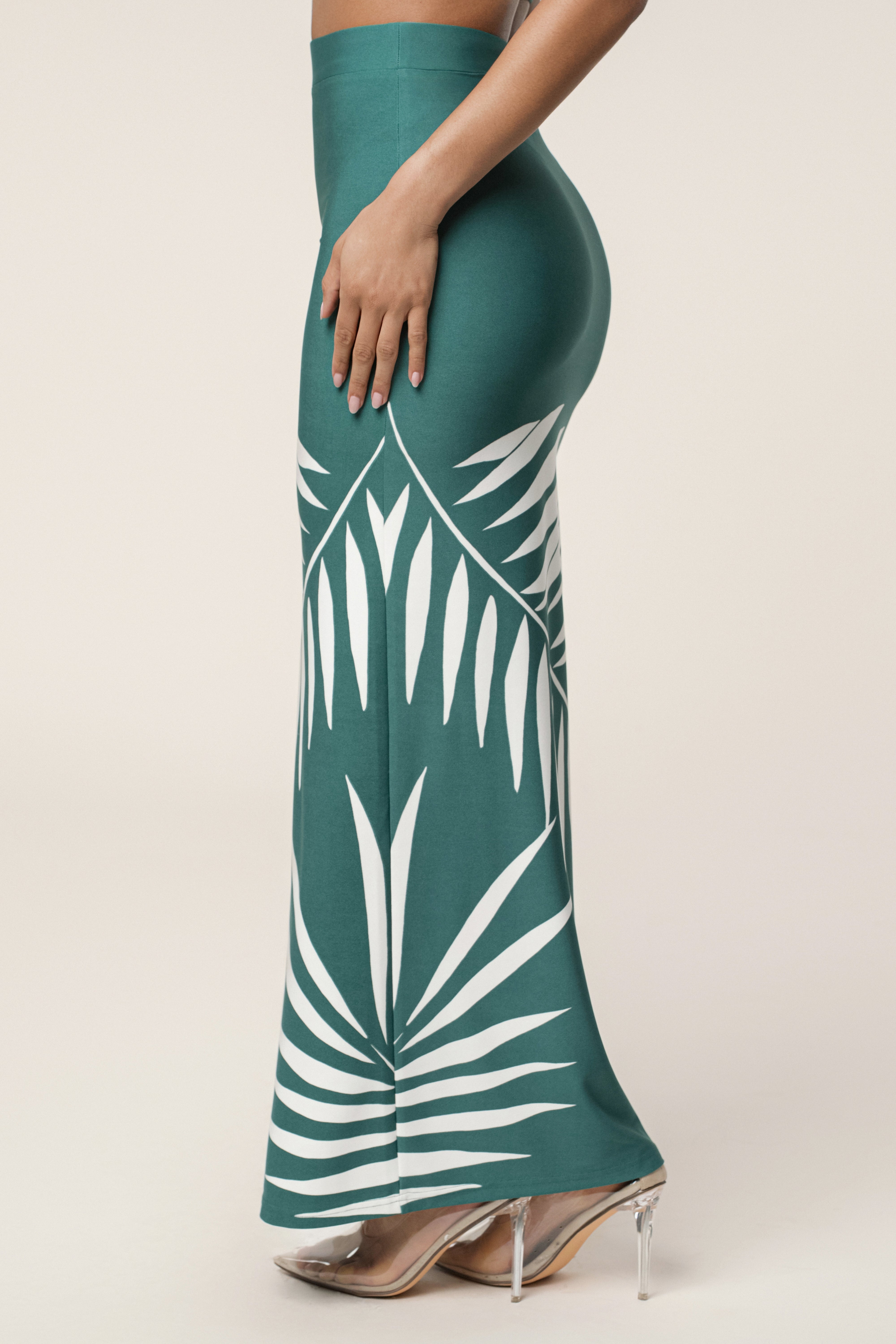 Green Palm Print Fantasy Skirt Set