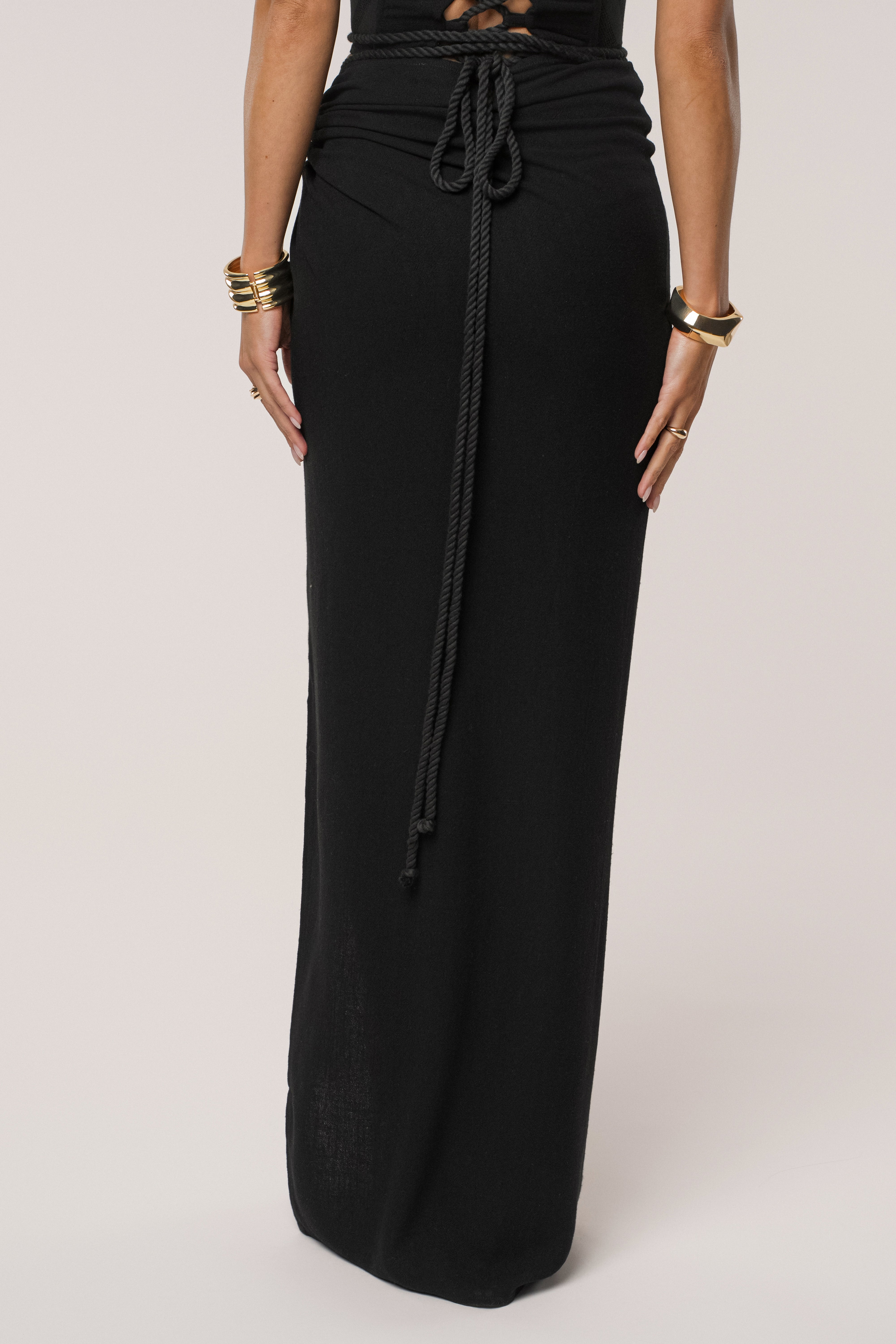 Black Destination Linen Skirt Set