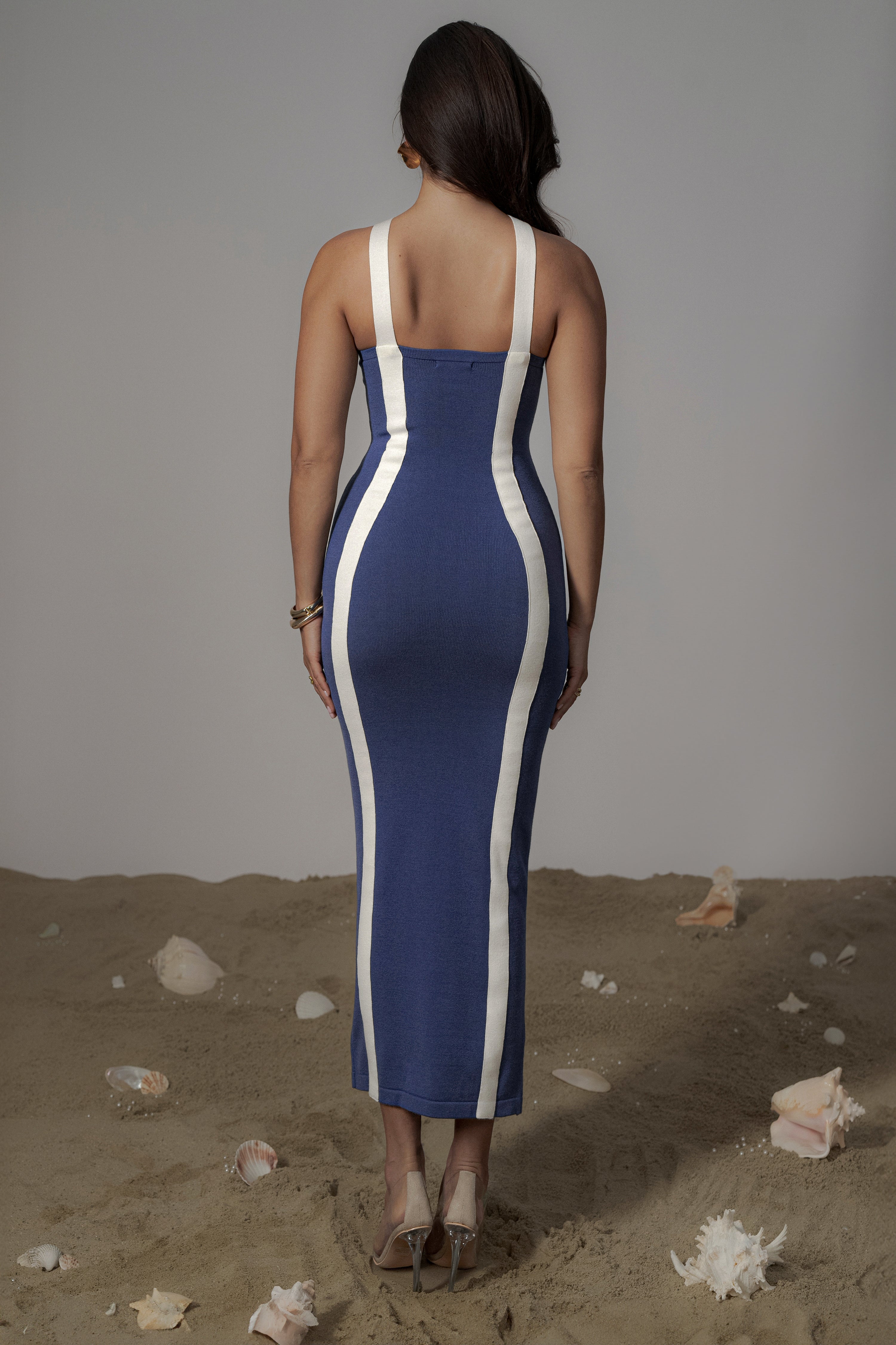 Navy Fabiola Contrast Maxi Dress