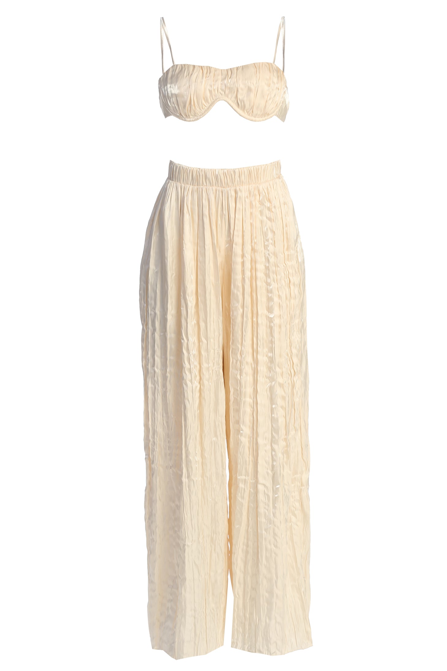 Cream Let's Get Away Satin Pant Set