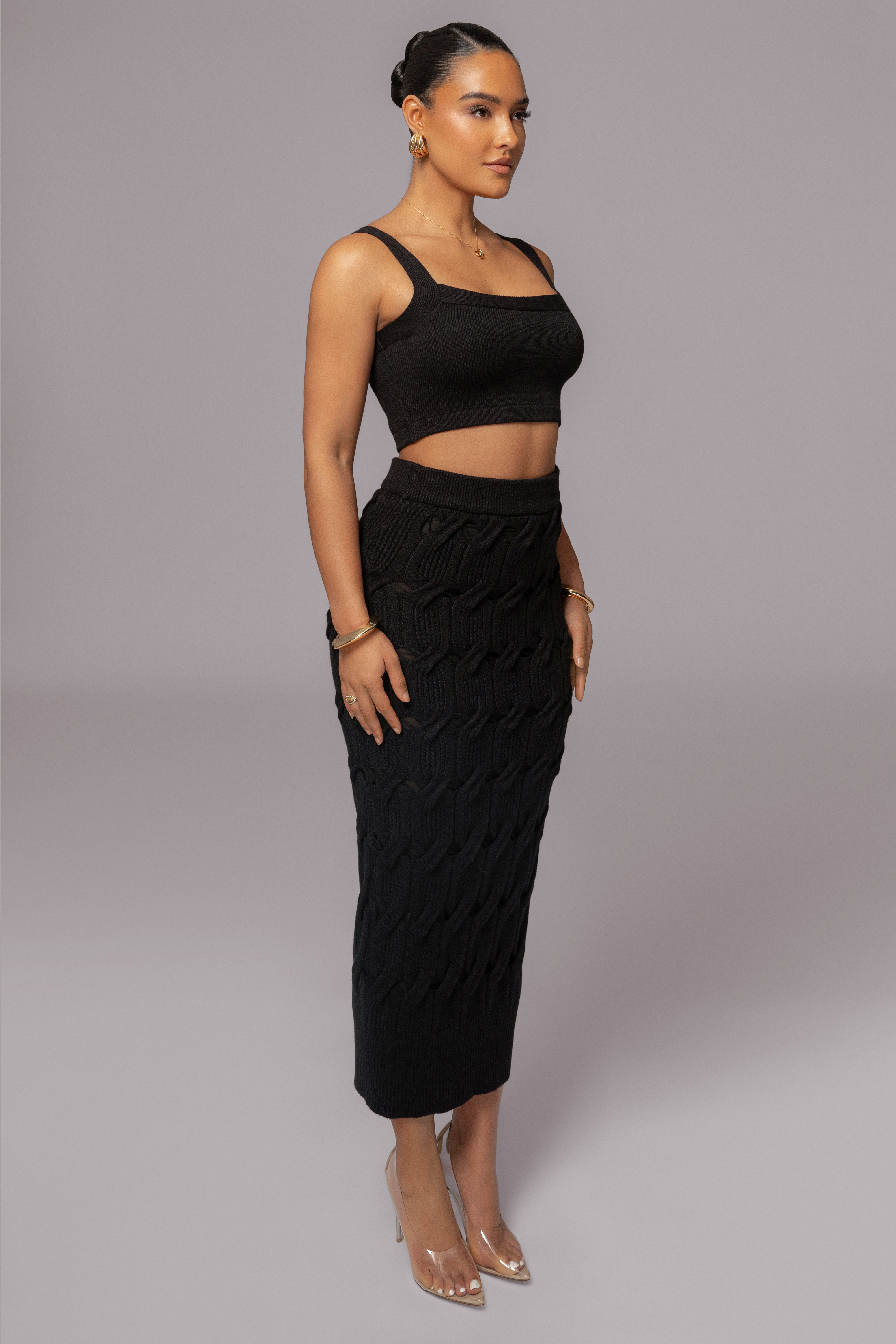 Black Morgan Knit Maxi Skirt